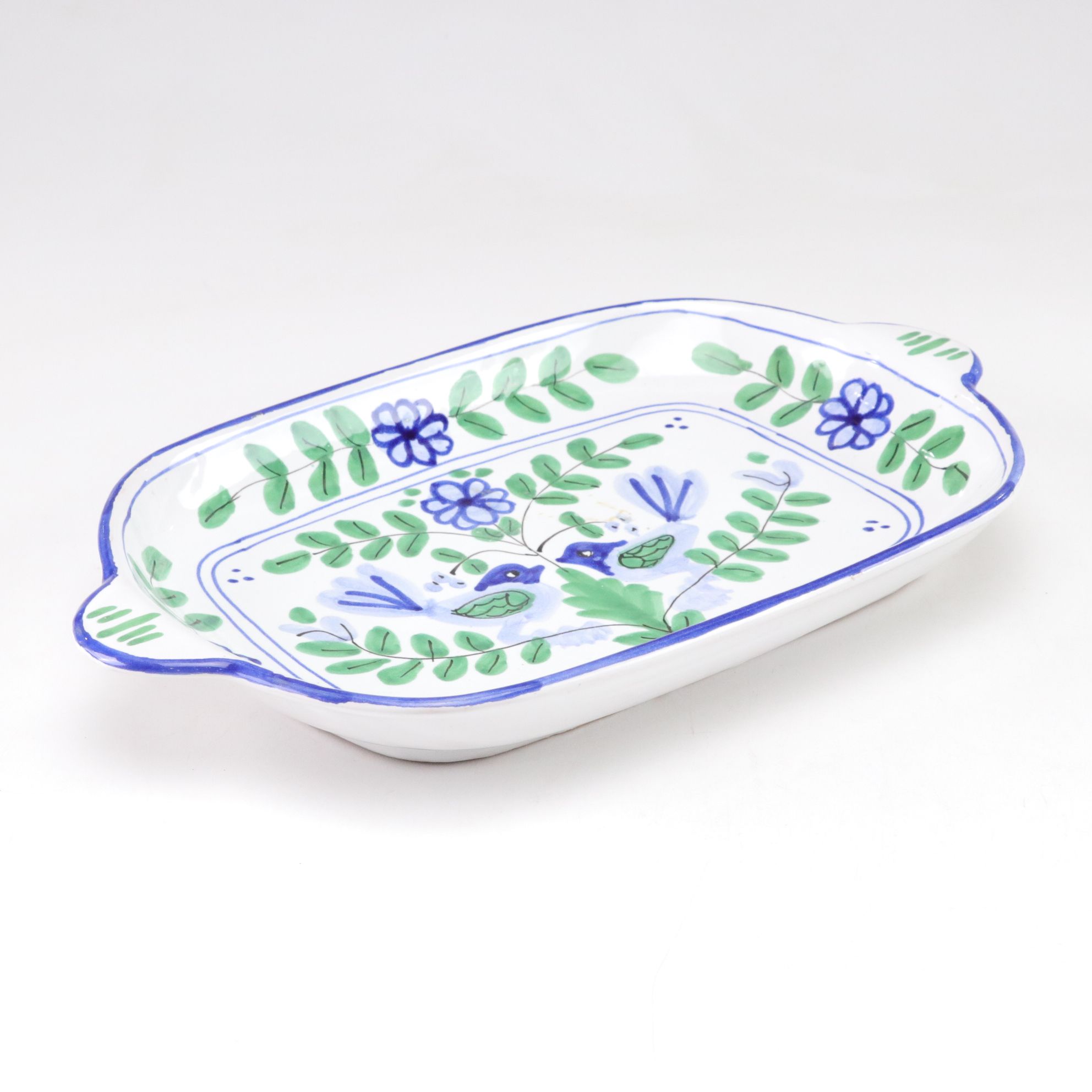 Hand-Painted Floral Motif Tray, Plate & Lidded Box
