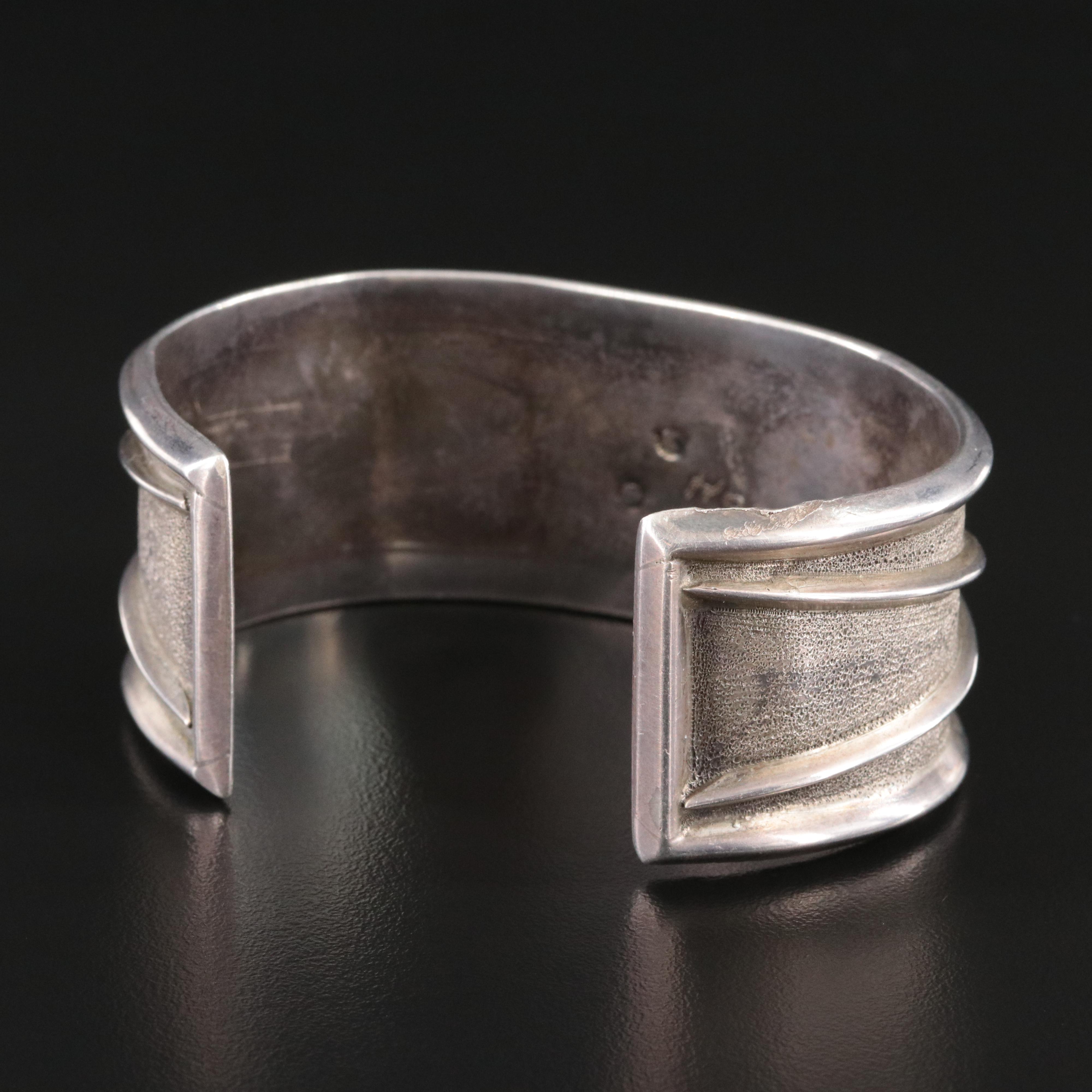 Southwestern Signed Sterling Turquoise Cuff Bracelet