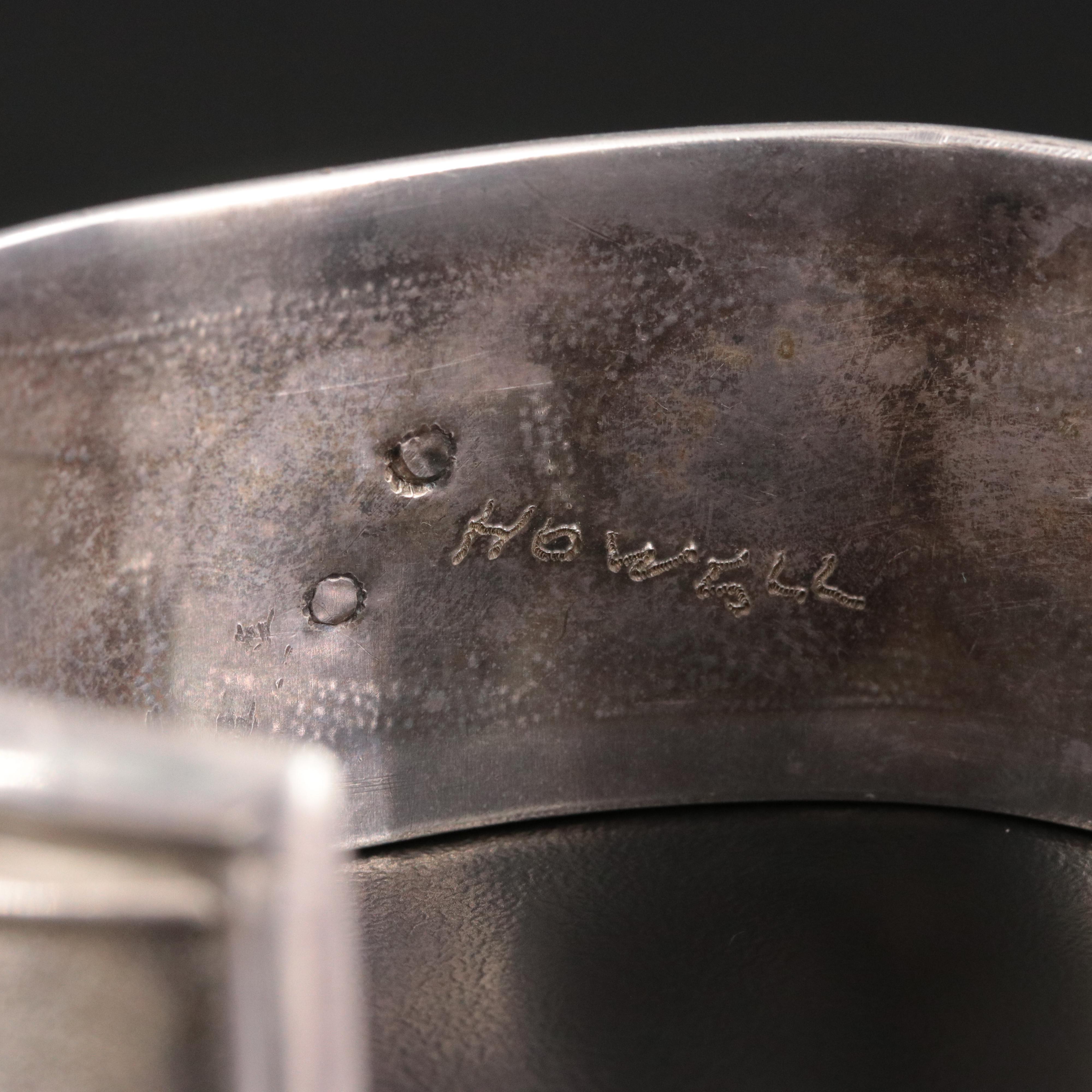 Southwestern Signed Sterling Turquoise Cuff Bracelet