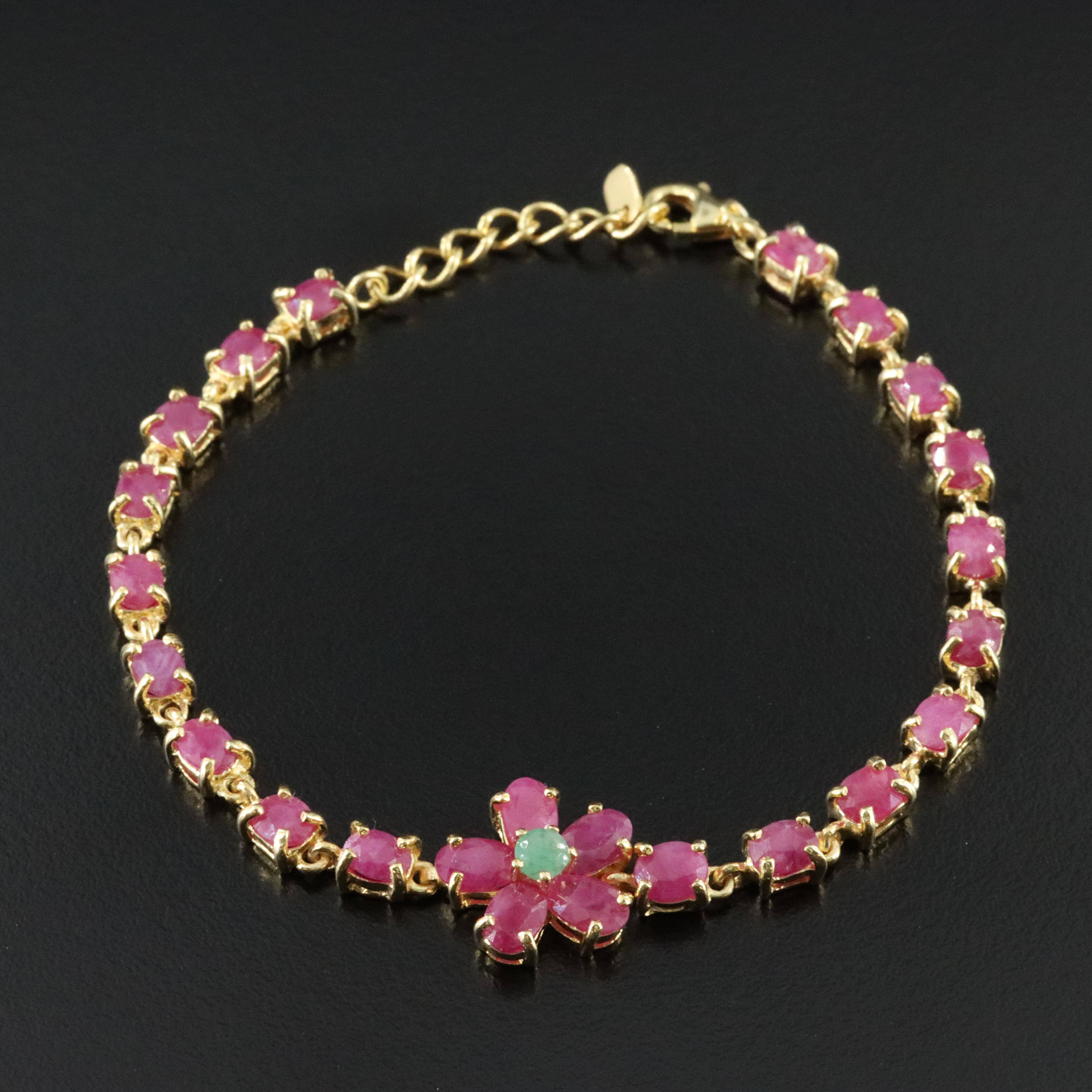 Sterling Ruby and Emerald Bracelet