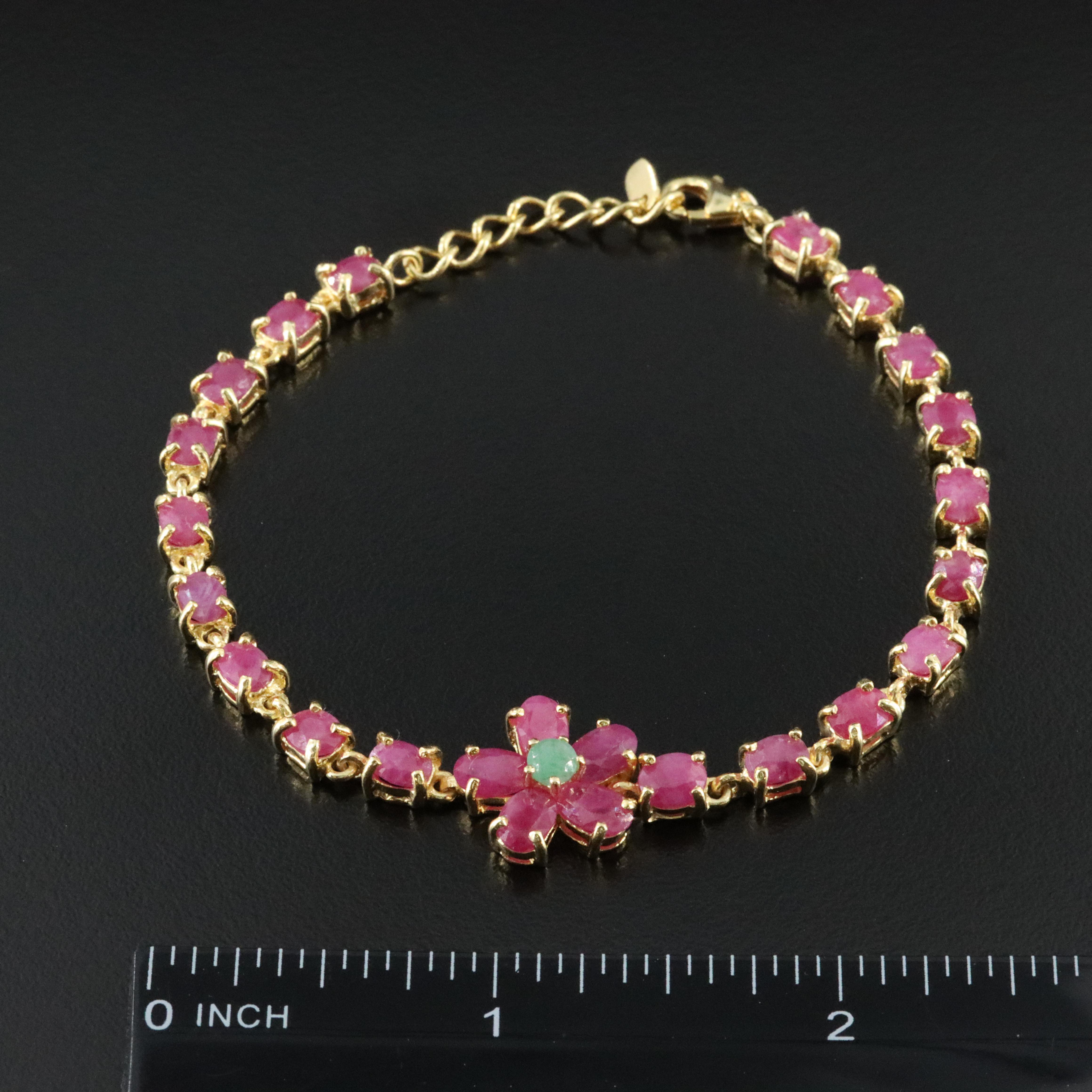 Sterling Ruby and Emerald Bracelet