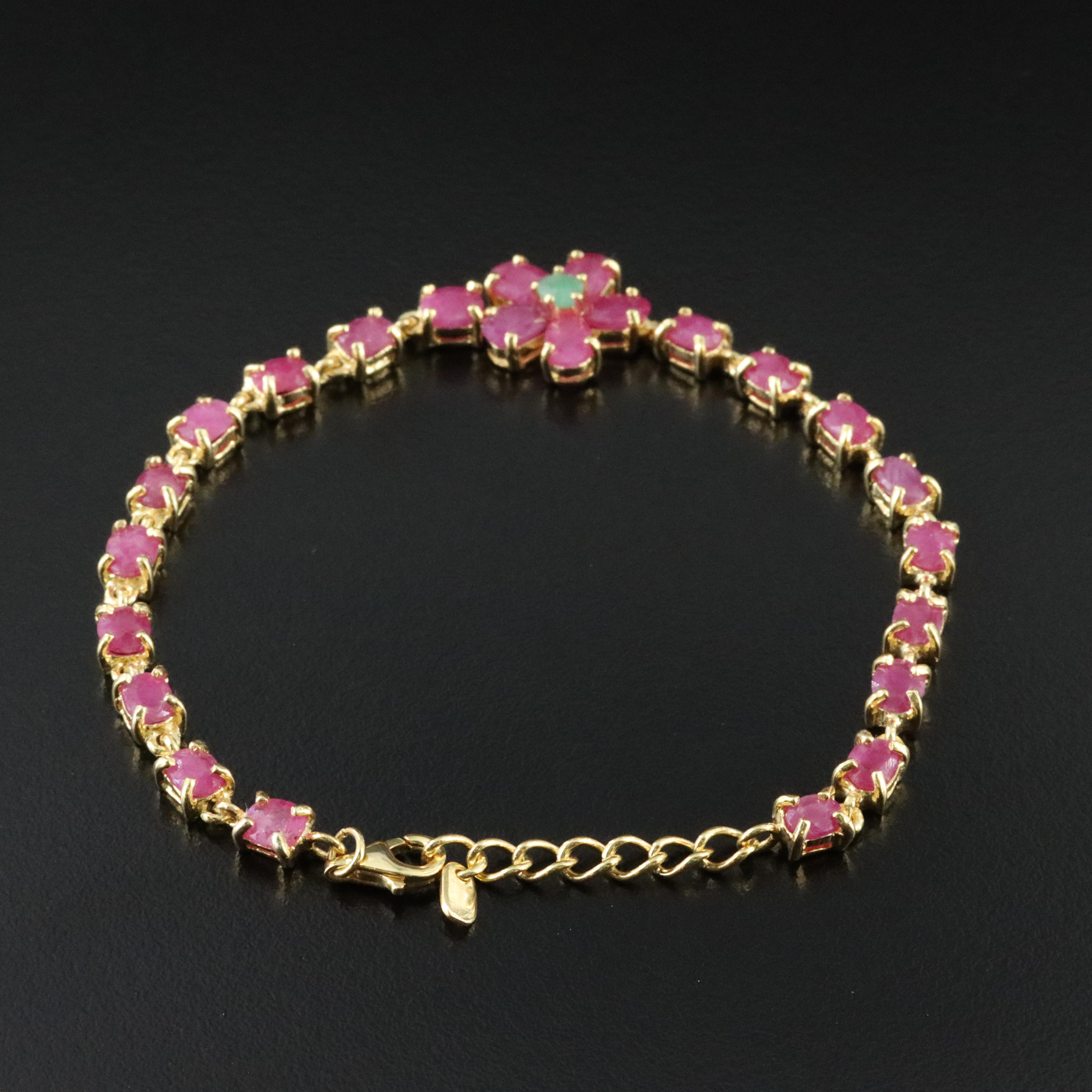 Sterling Ruby and Emerald Bracelet