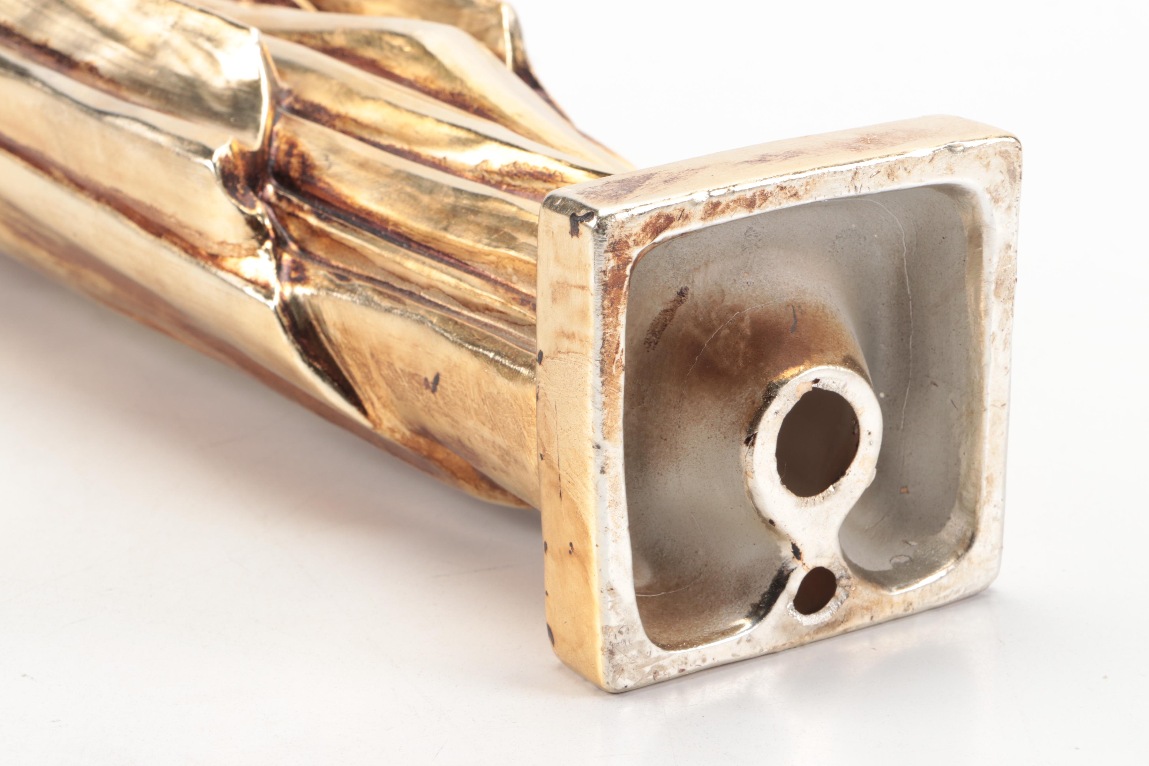 Gold Finished Ceramic Madonna and Child Figurine