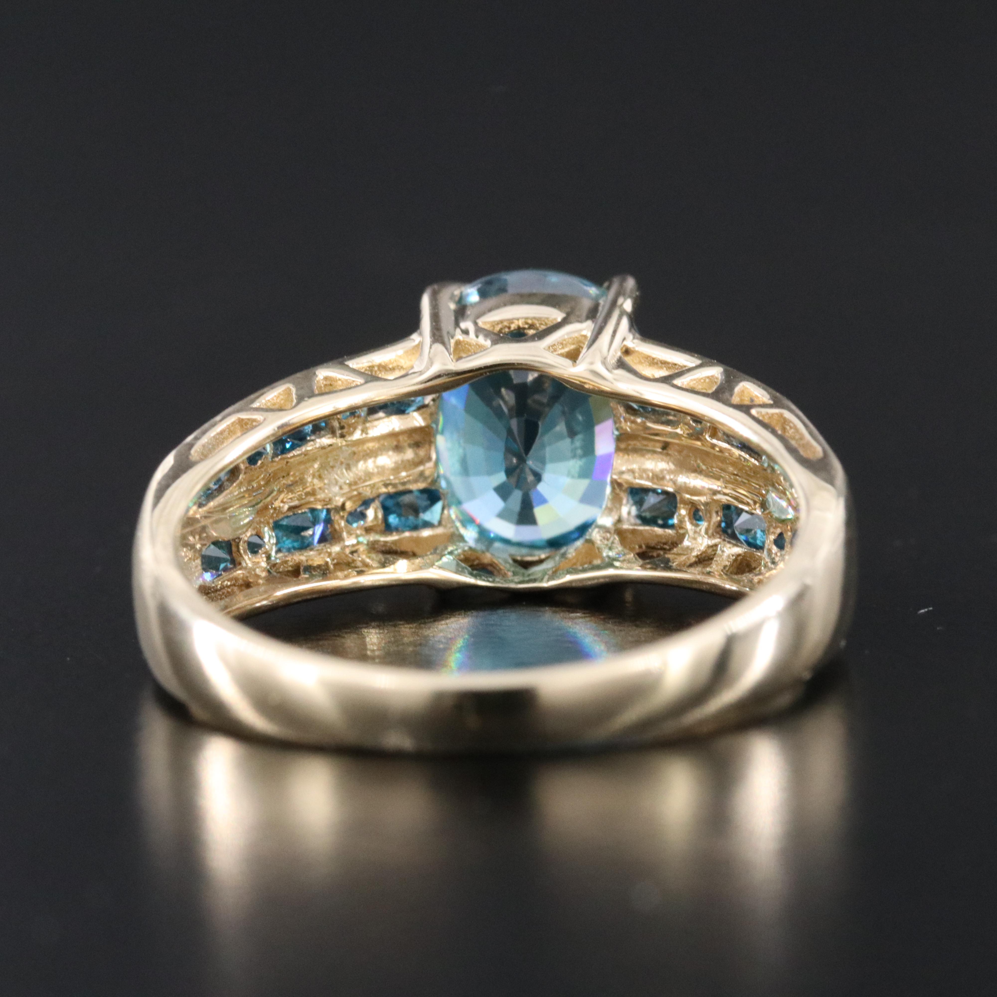 10K Zircon and Fancy Blue Diamond Ring