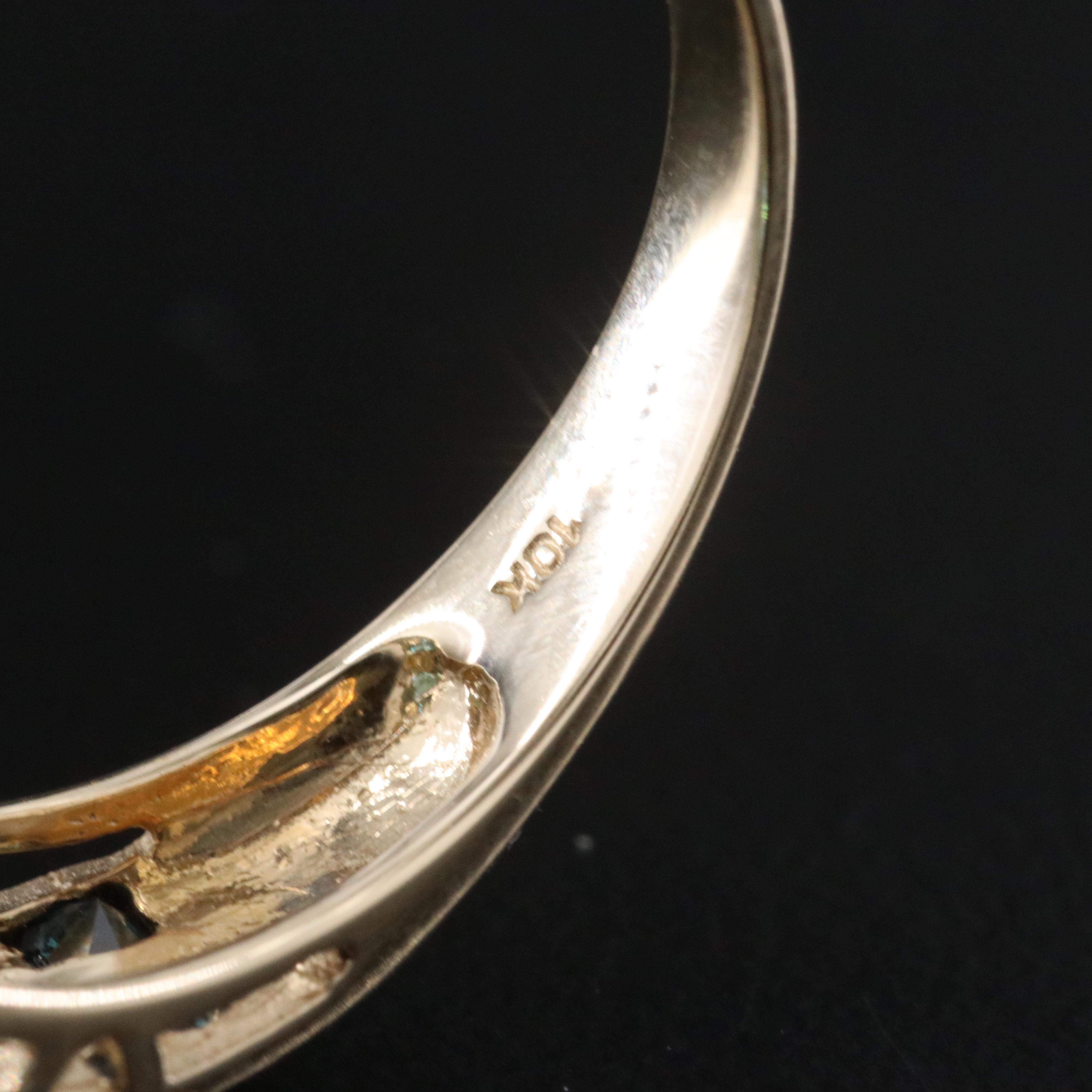 10K Zircon and Fancy Blue Diamond Ring