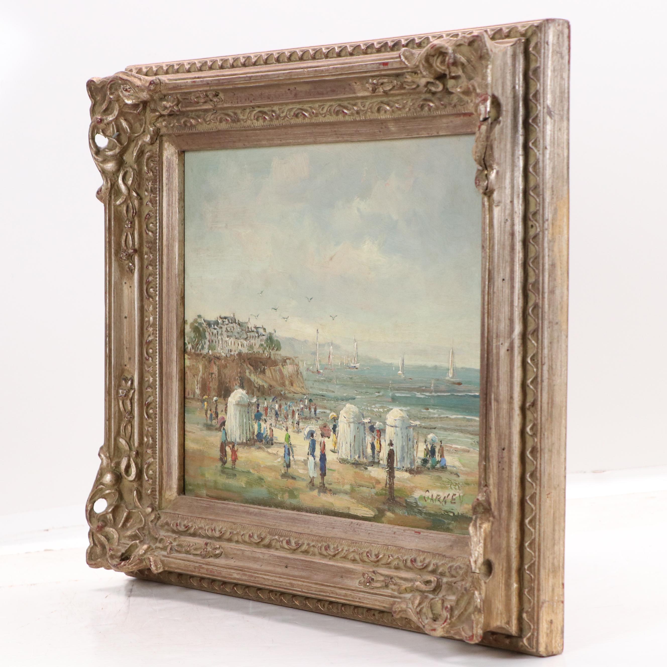 Oil Painting of Impressionistic Seaside, 20th Century