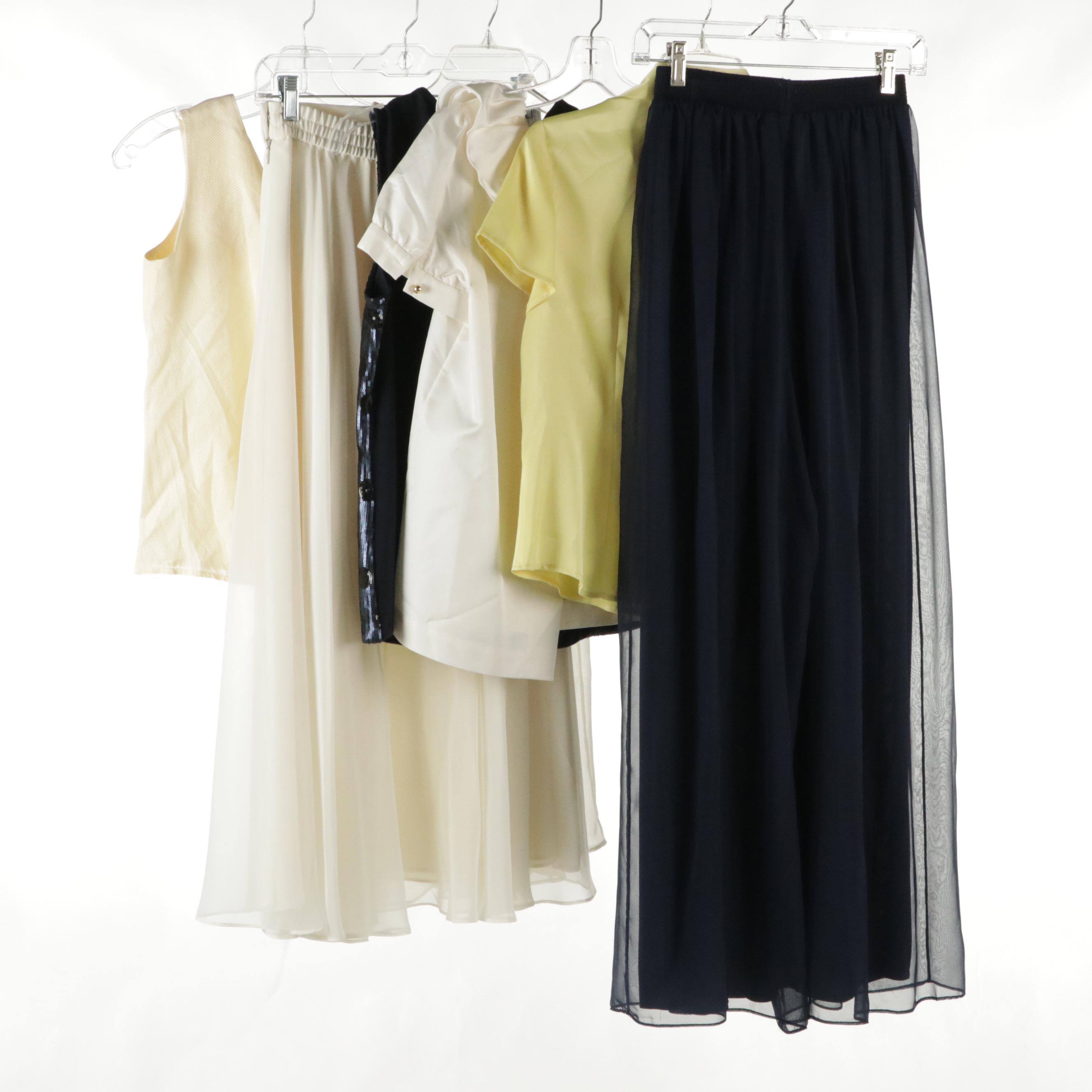 Kate Spade Silk Angie Ruffle Top, Doncaster Midi Skirt & Silk Blouse With More