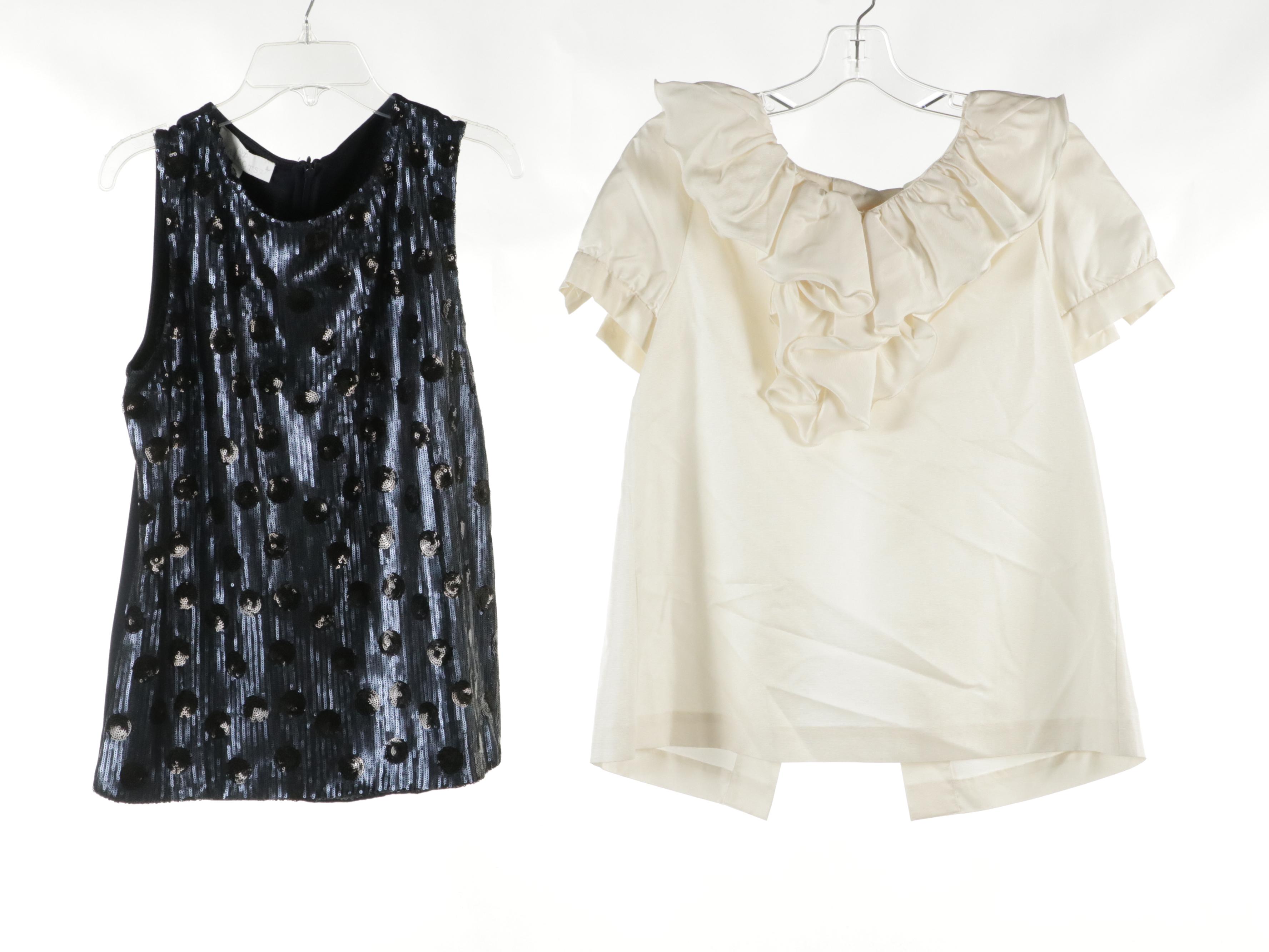 Kate Spade Silk Angie Ruffle Top, Doncaster Midi Skirt & Silk Blouse With More