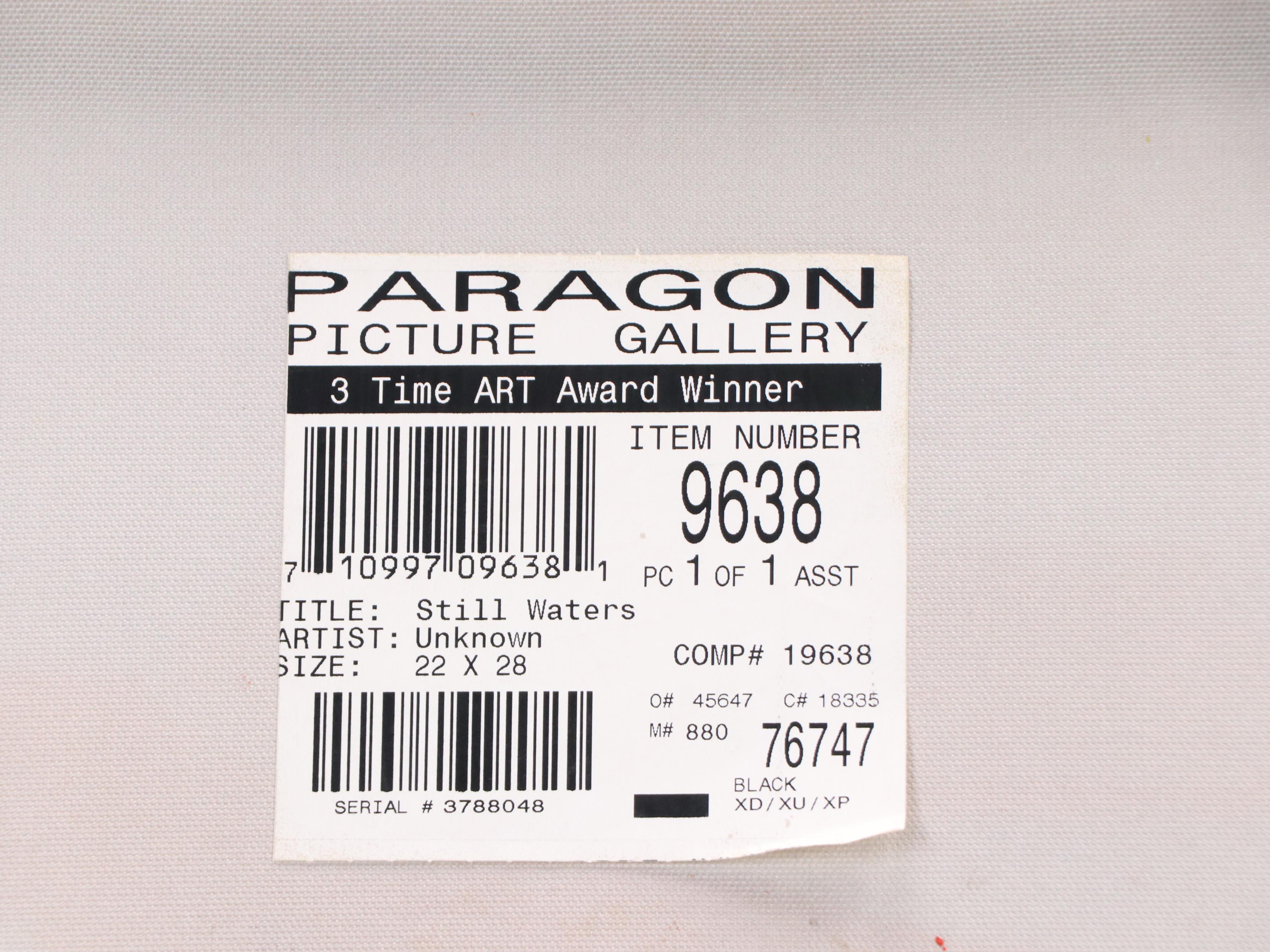 Oil Painting of Waterside Villa "Still Waters," Late 20th Century