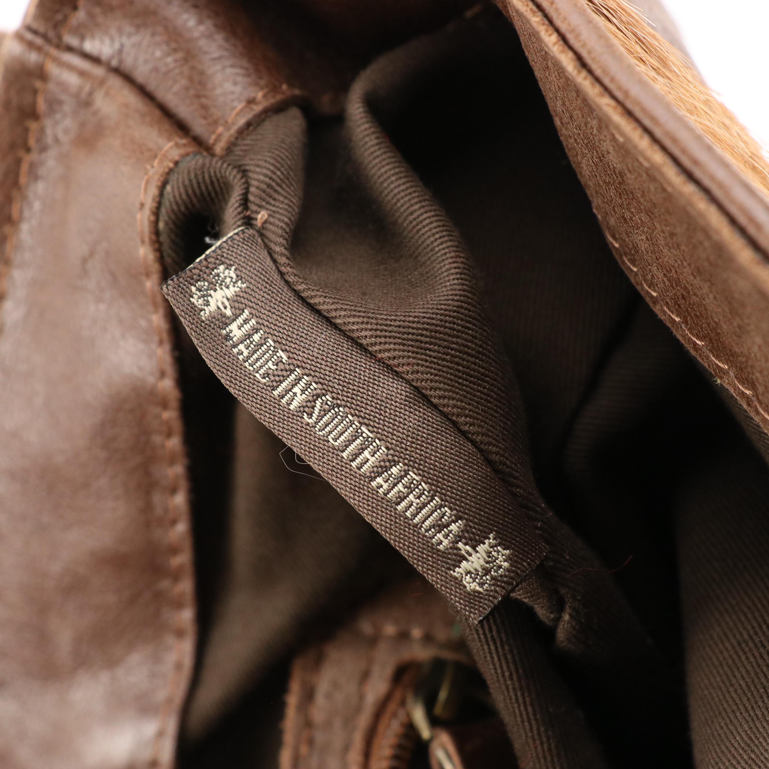 Kulu Bags Springbok and Mocha Brown Leather Buckle-Flap Shoulder Satchel