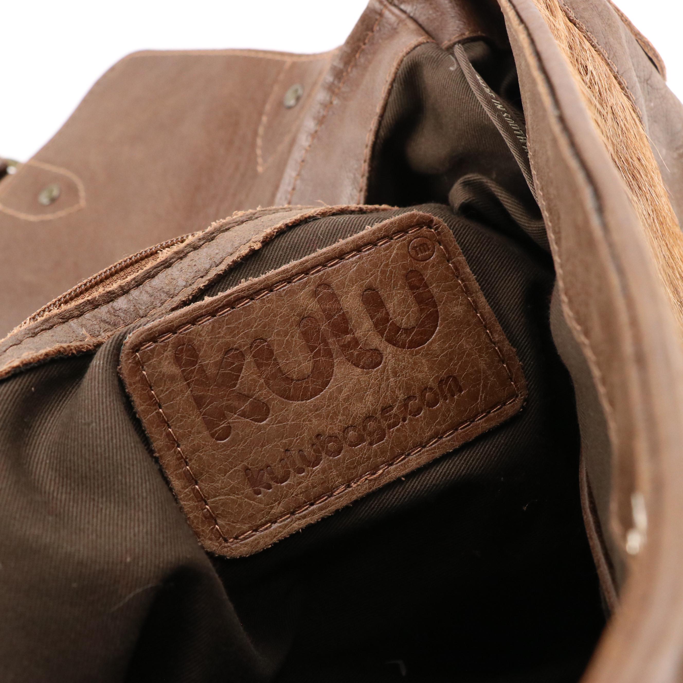 Kulu Bags Springbok and Mocha Brown Leather Buckle-Flap Shoulder Satchel