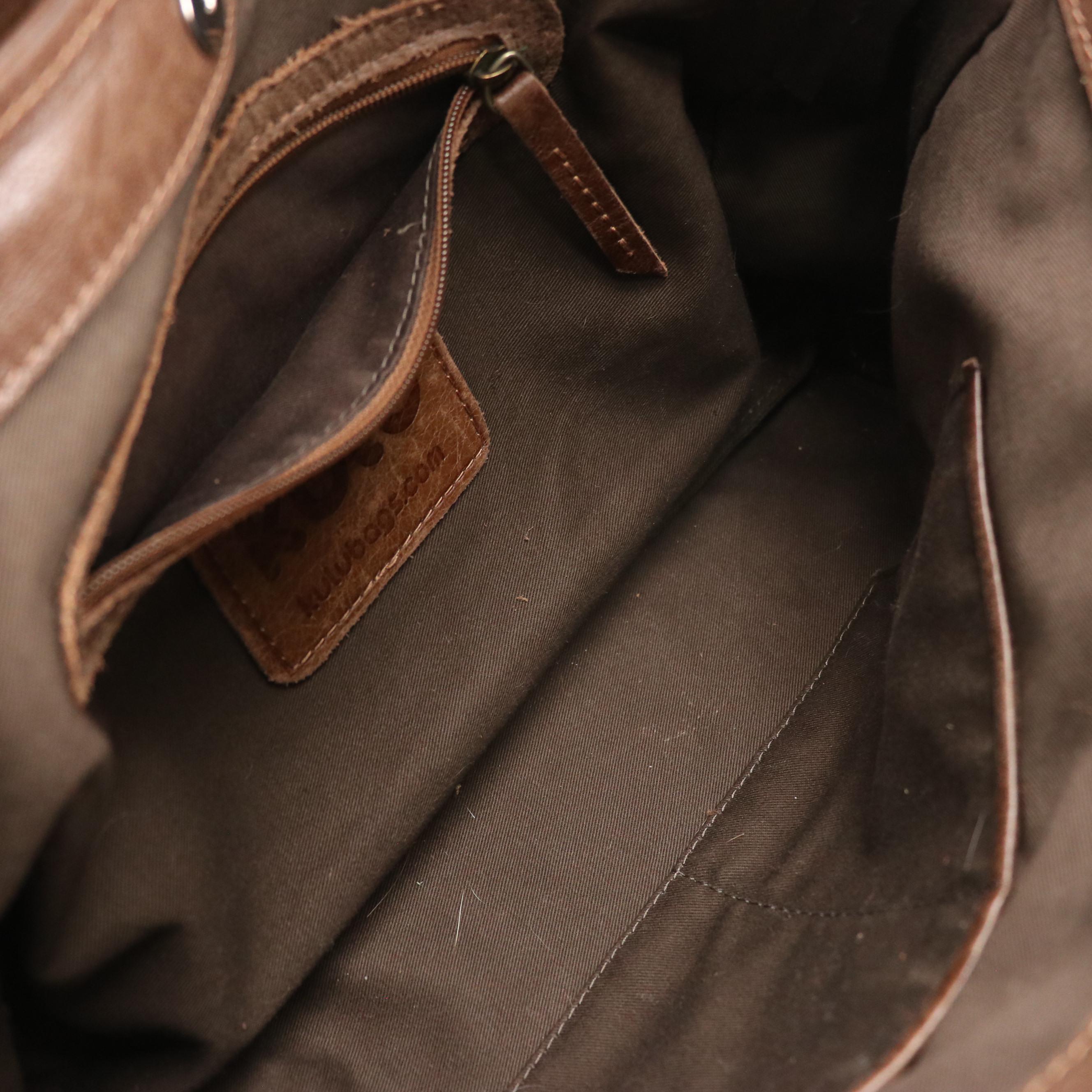 Kulu Bags Springbok and Mocha Brown Leather Buckle-Flap Shoulder Satchel