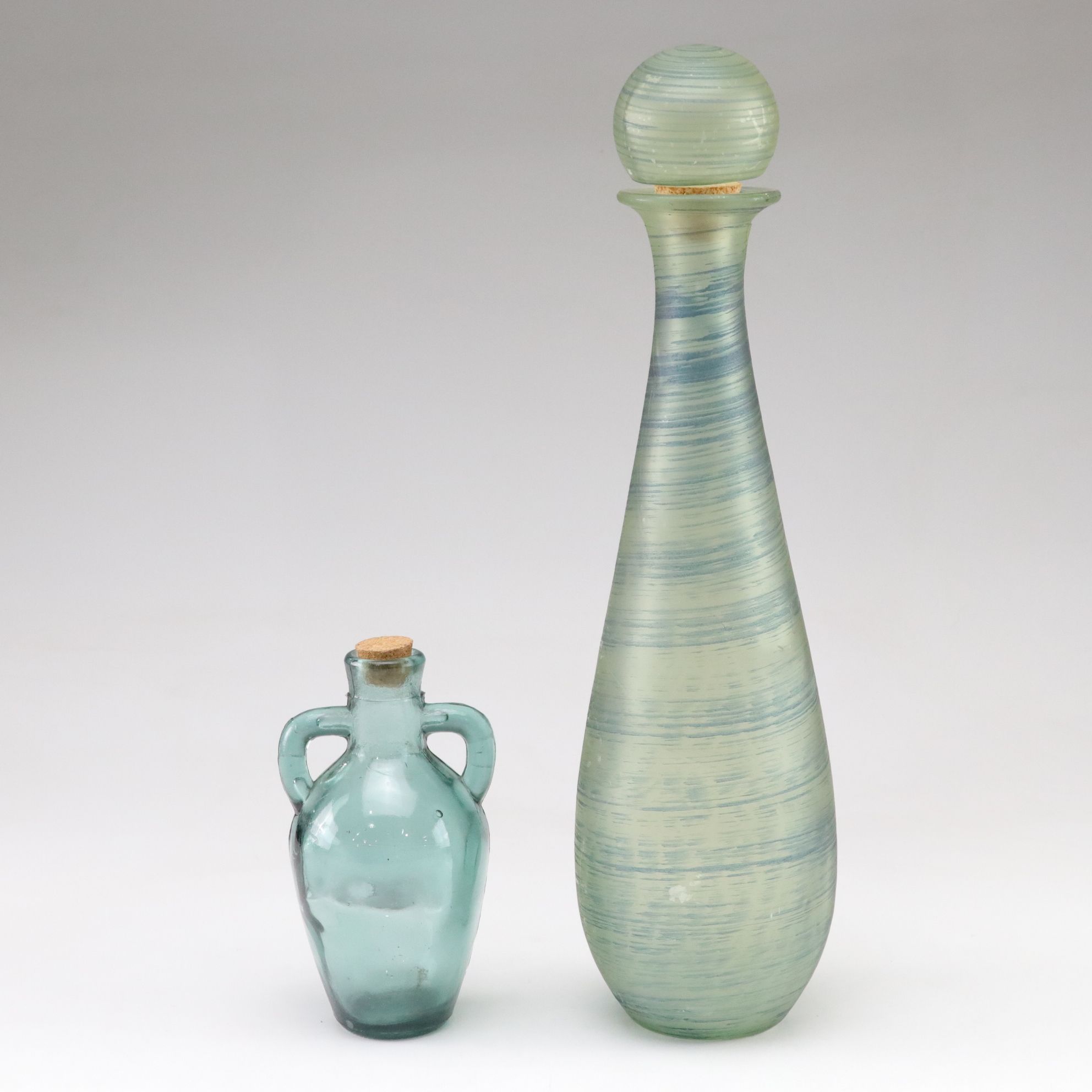 Art Glass Bottles, Bowl, and Jar.
