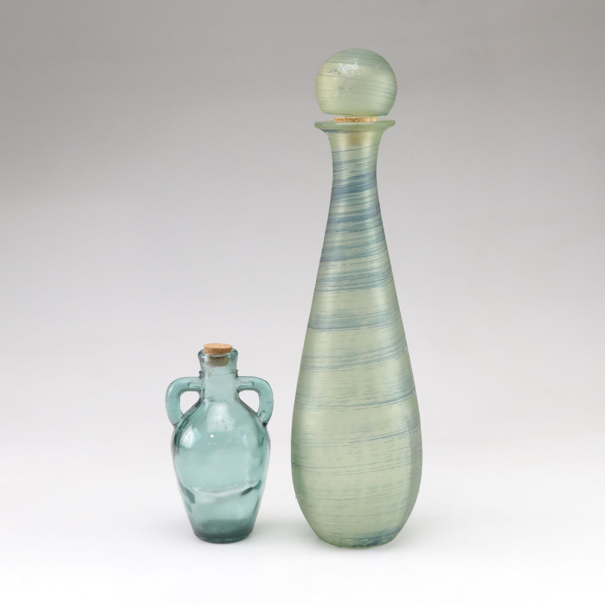 Art Glass Bottles, Bowl, and Jar.