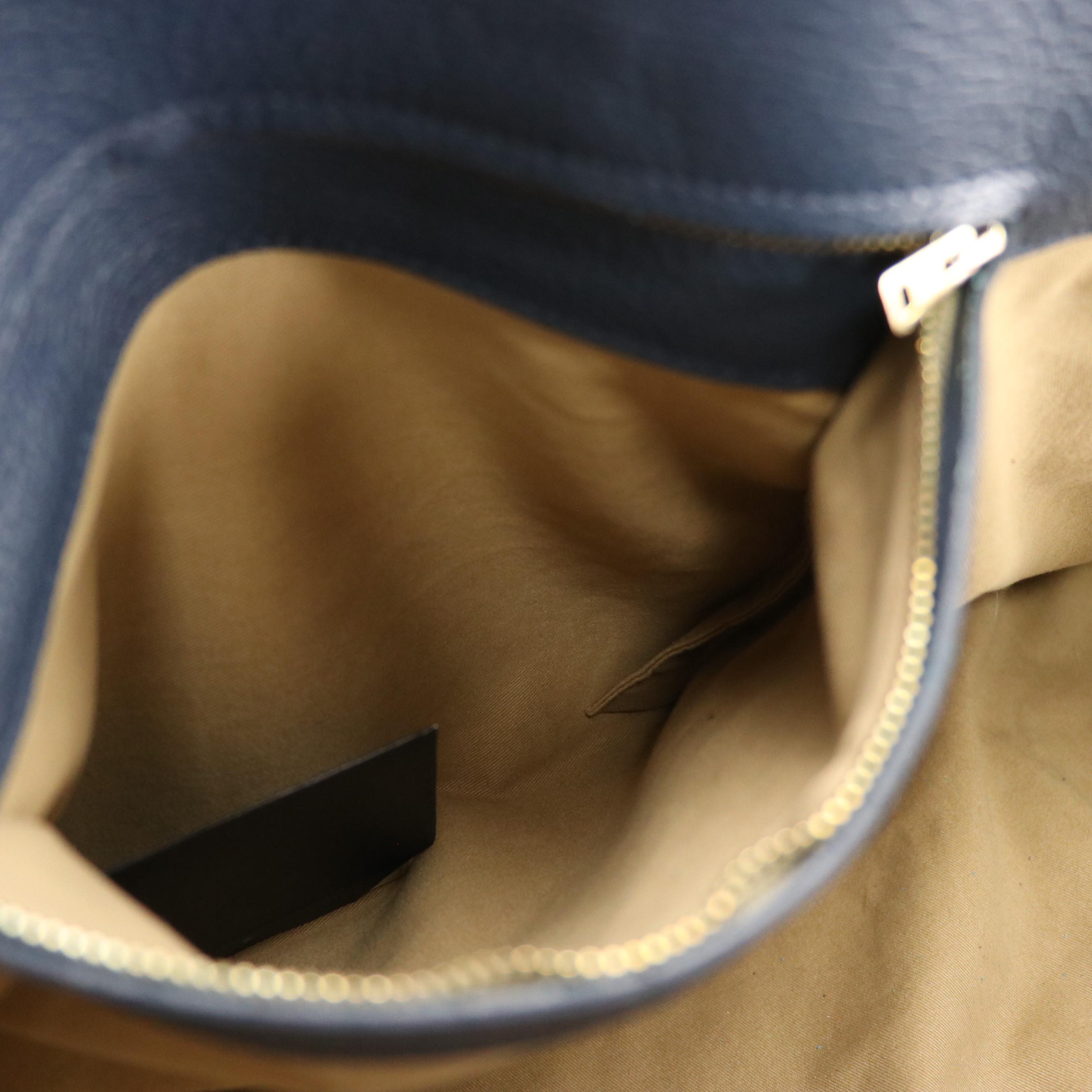 Golden Goose Zip Top Travel Bag in Deep Blue Grained Calfskin Leather