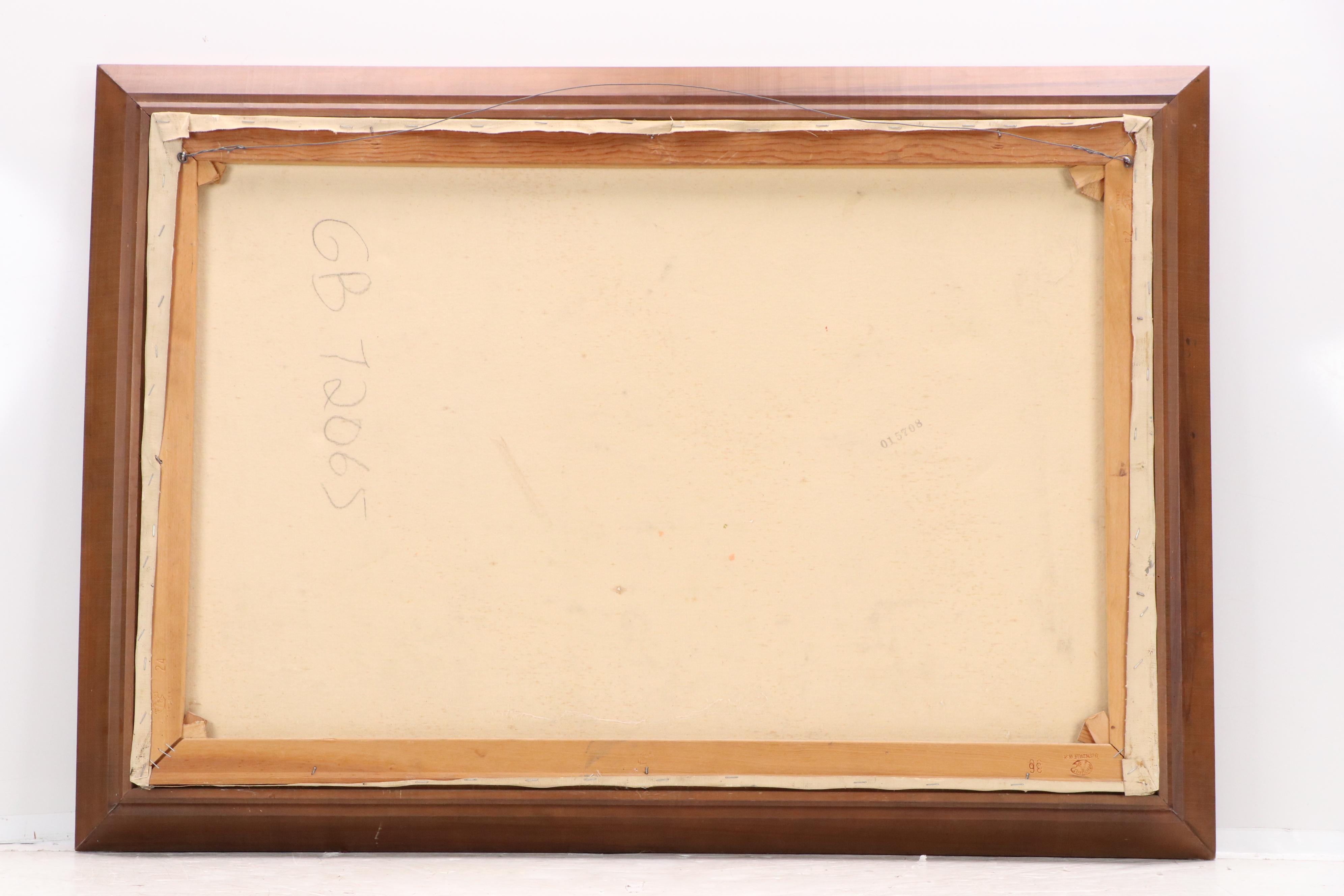 Oil Painting of Alpine Landscape With Chalets, Late 20th Century