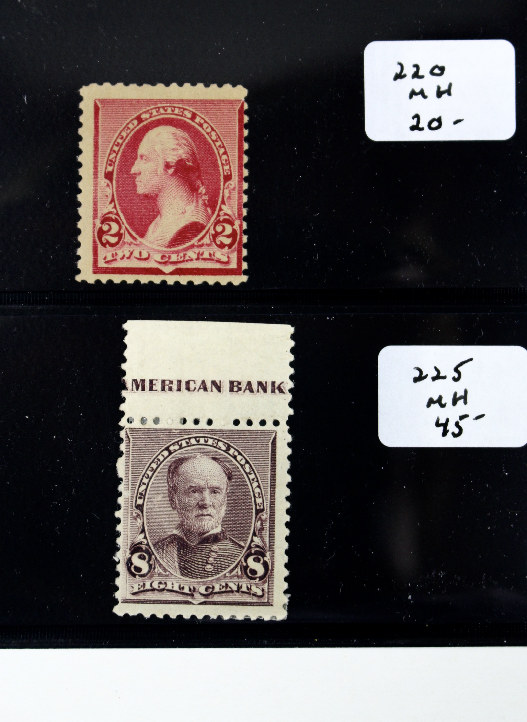 Seven Early Mint Condition U.S. Postage Stamps, Late 1800s