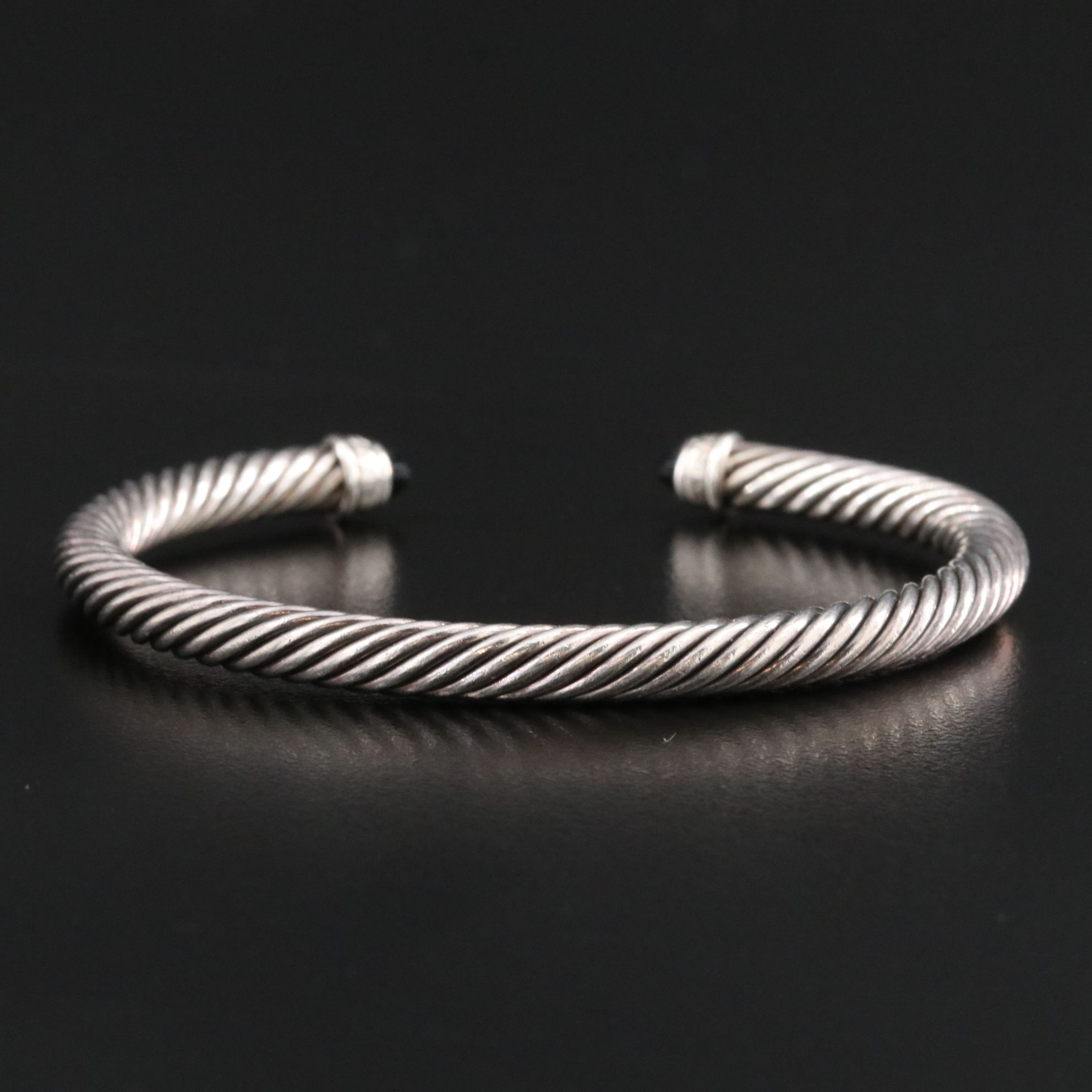 David Yurman Sterling Black Onyx and Diamond Cable Cuff Bracelet