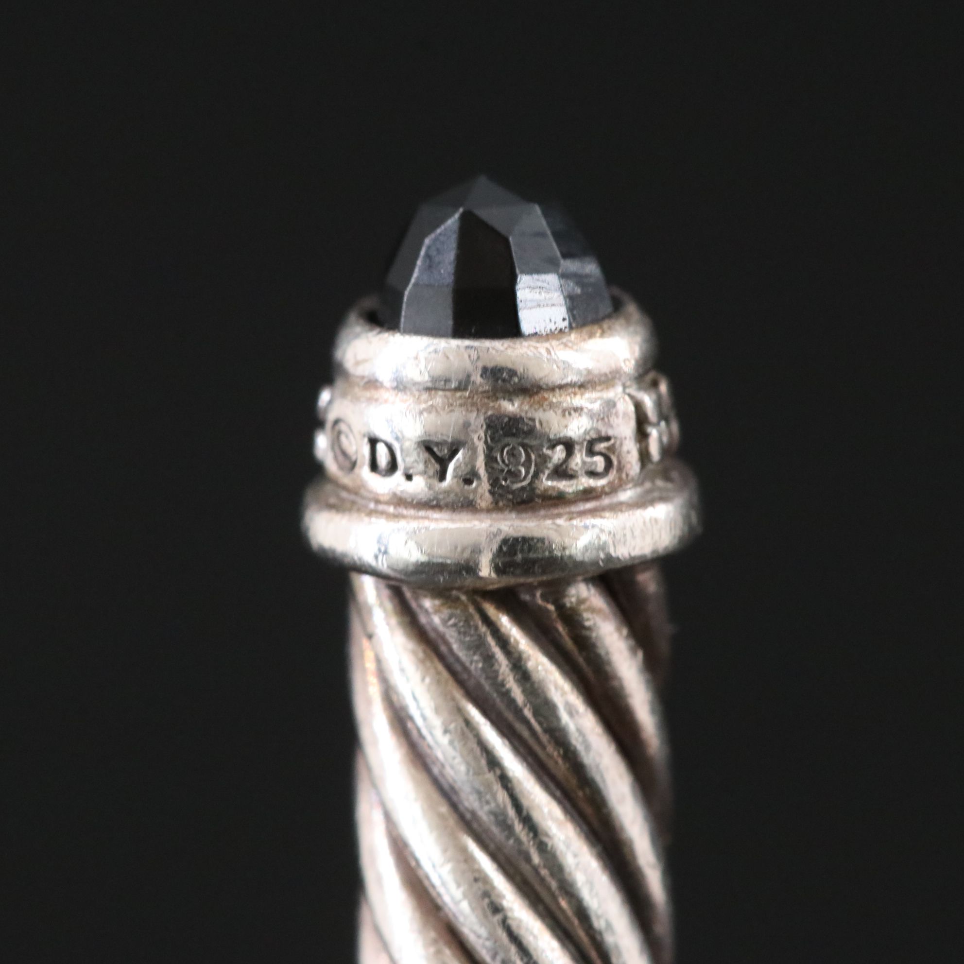 David Yurman Sterling Black Onyx and Diamond Cable Cuff Bracelet
