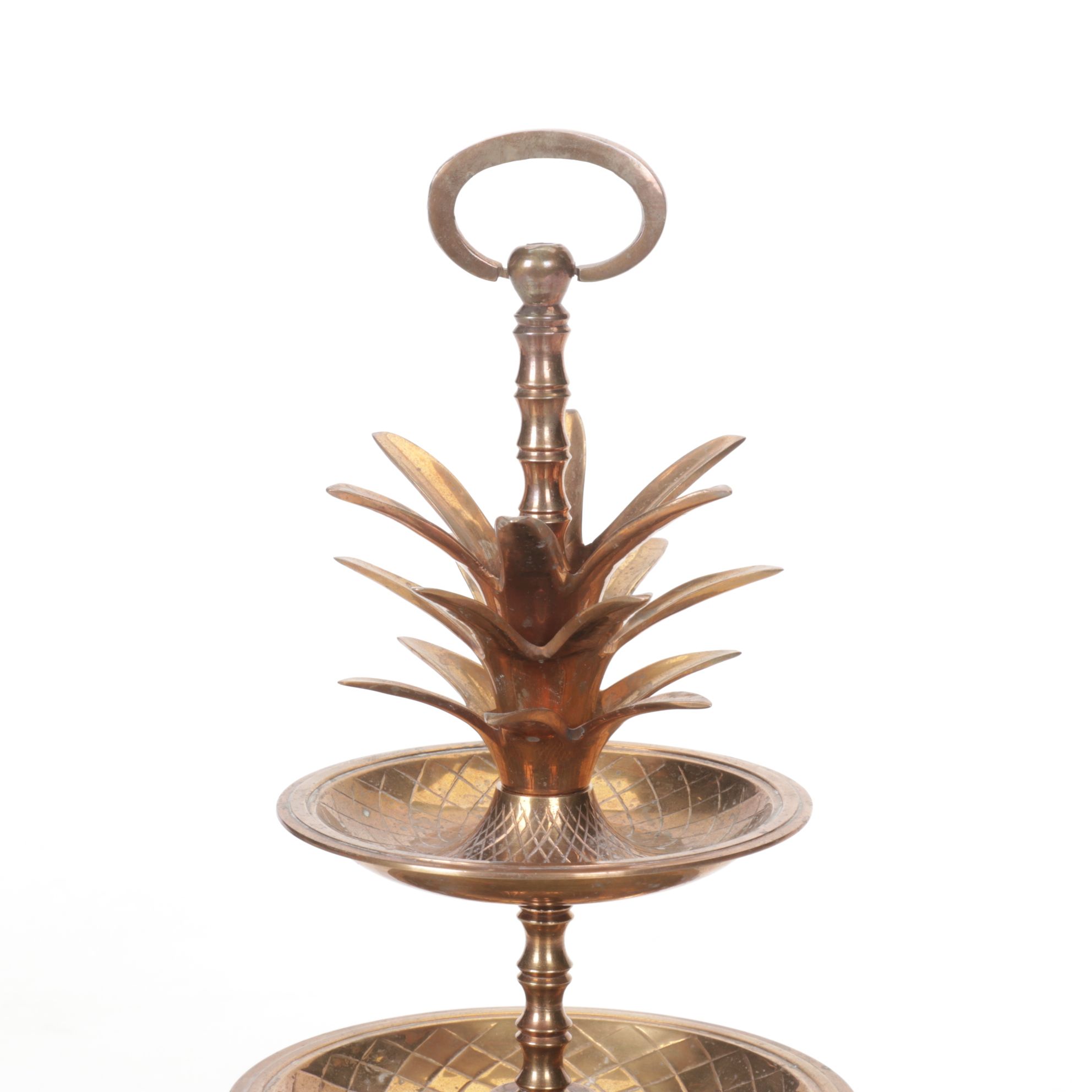 Brass Pineapple-Form Three-Tier Serving Bowl, Late 20th Century