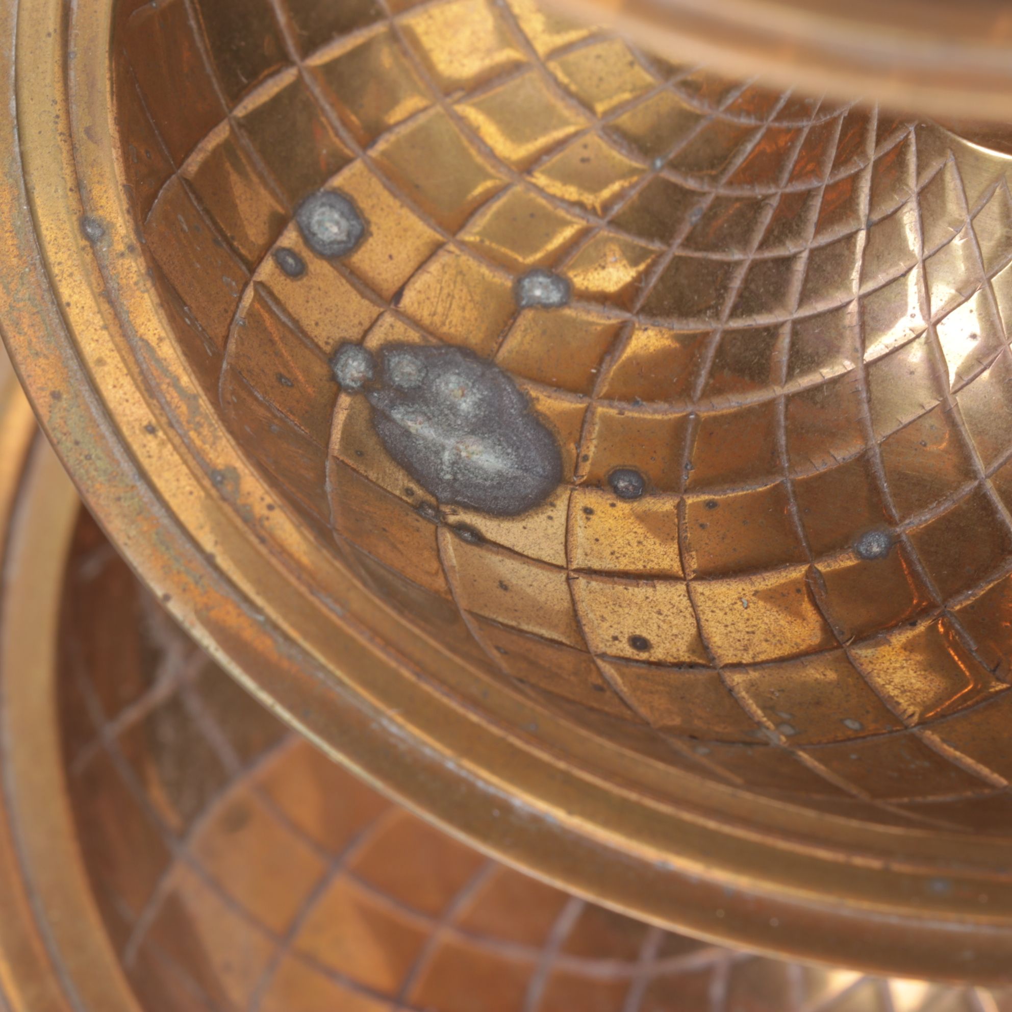 Brass Pineapple-Form Three-Tier Serving Bowl, Late 20th Century