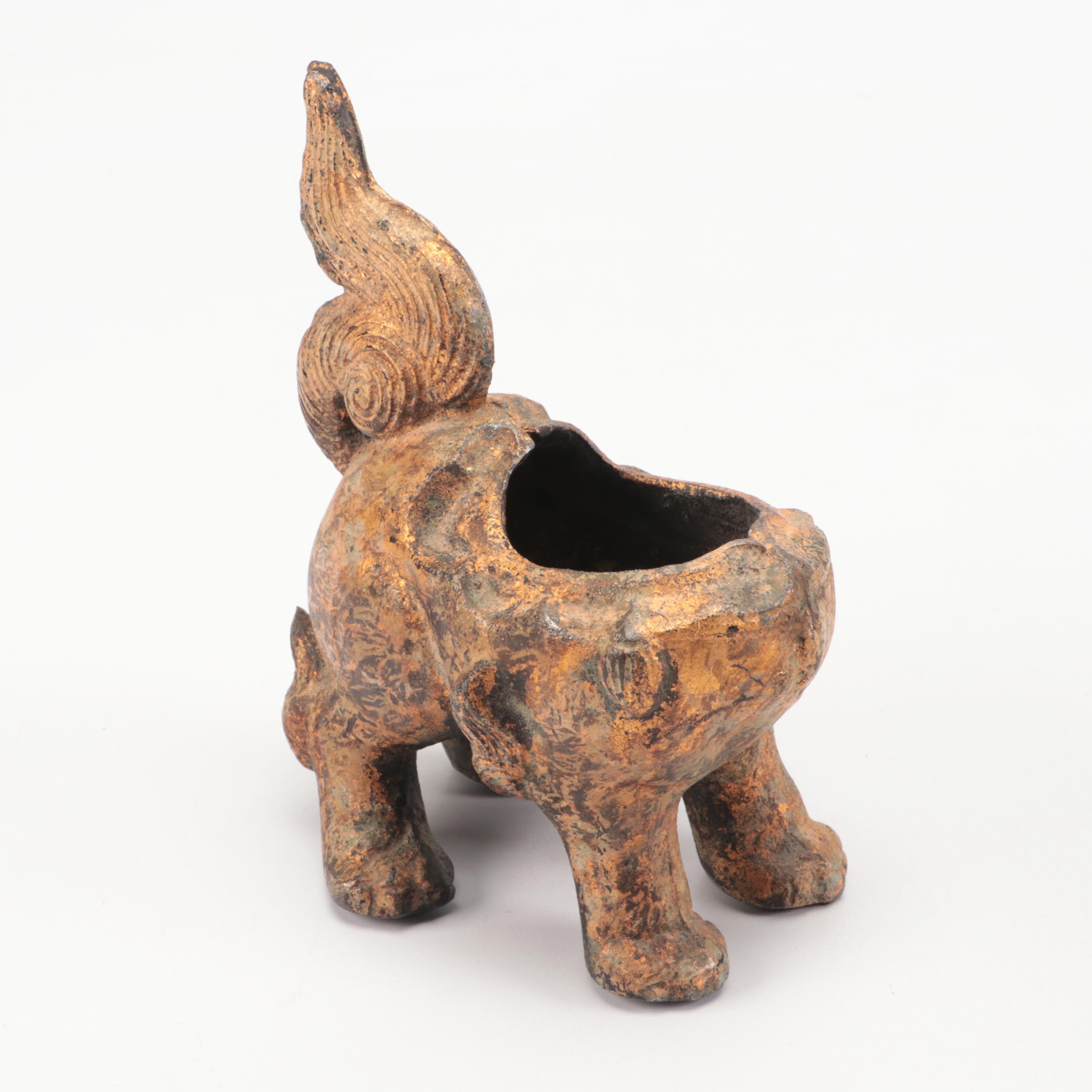 Chinese Q'ing Dynasty Gilt and Bronze Suanni Lion Incense Burner, After 1830