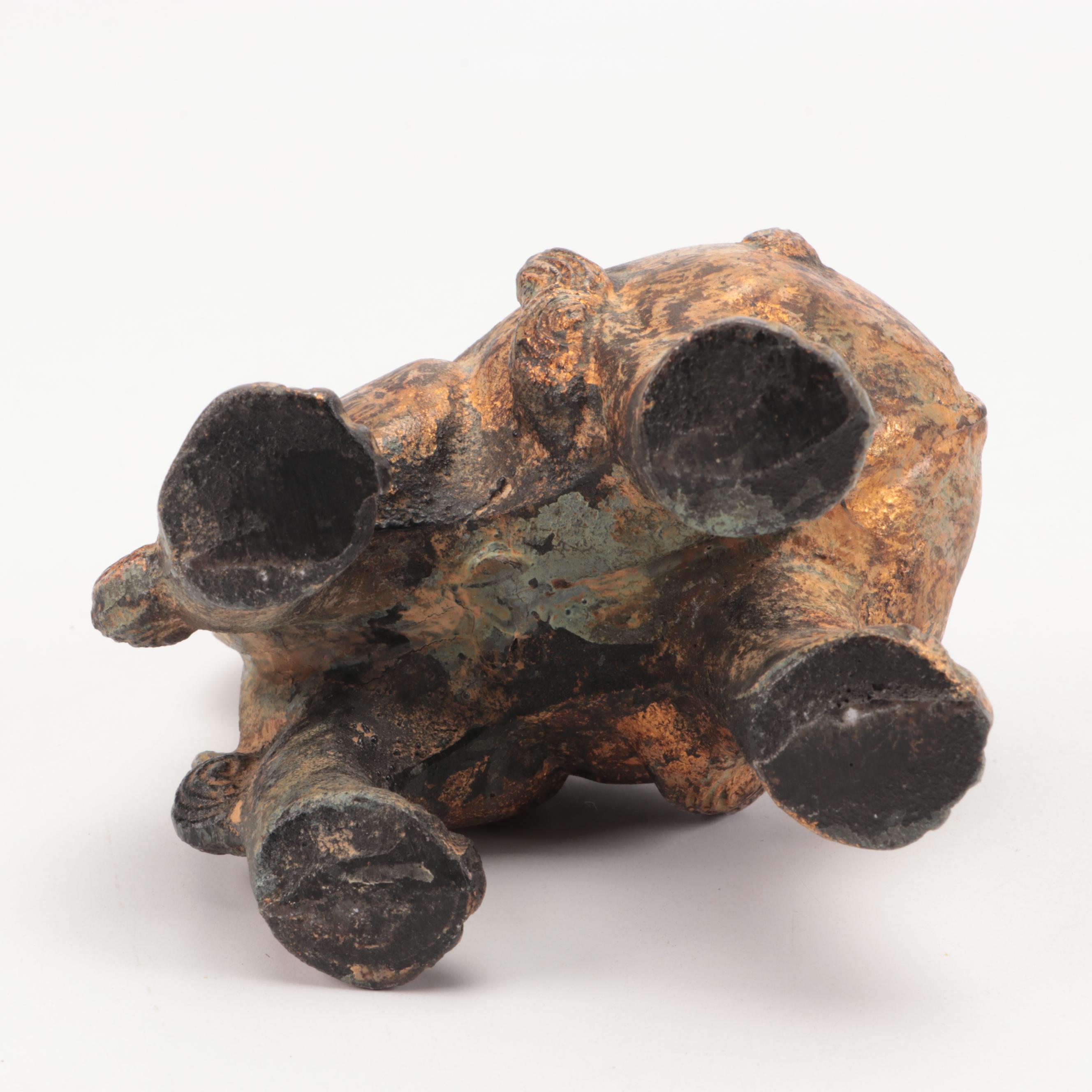 Chinese Q'ing Dynasty Gilt and Bronze Suanni Lion Incense Burner, After 1830