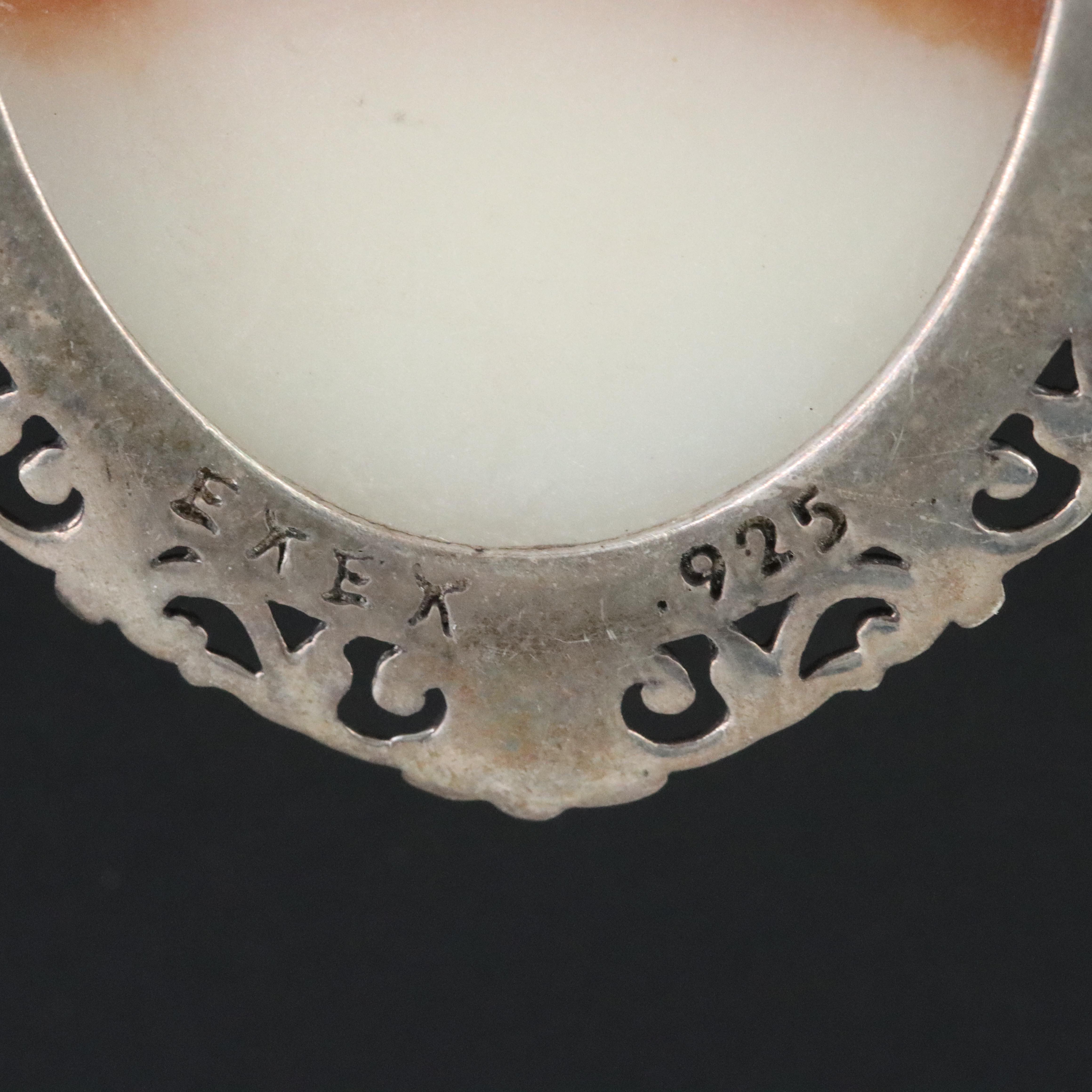 Sterling Cameo Style Floral Pendant