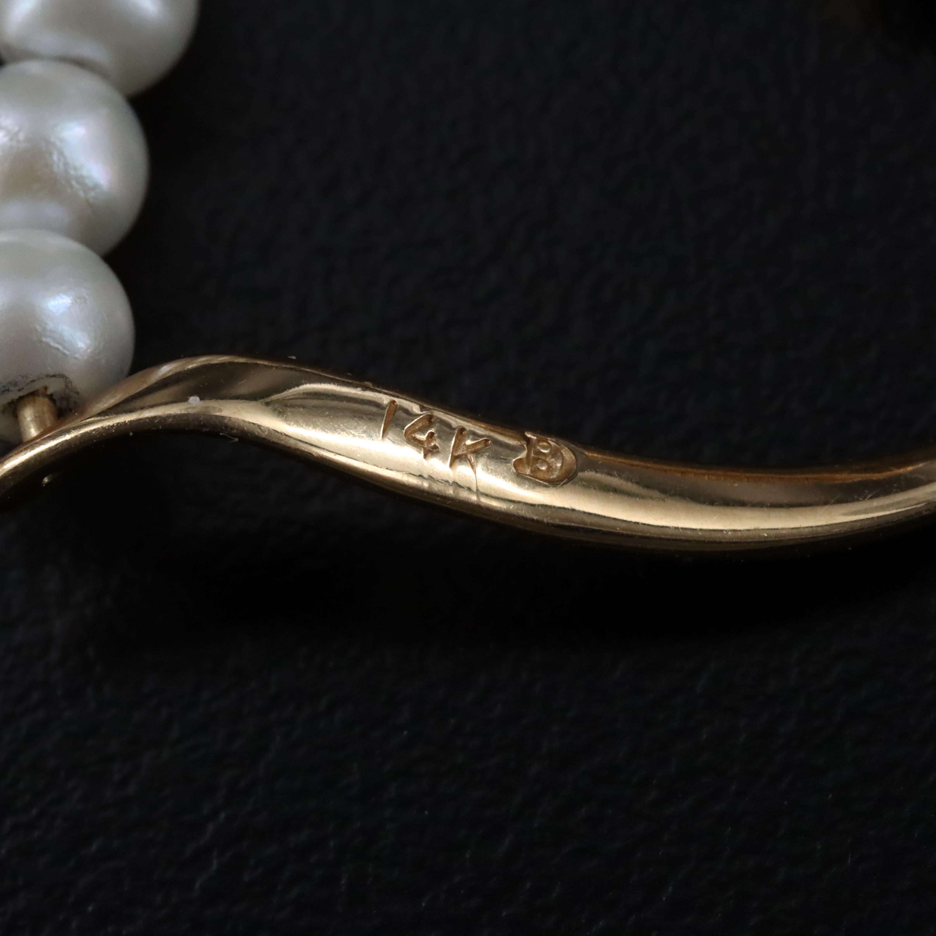 14K Faux Pearl Heart Pendant