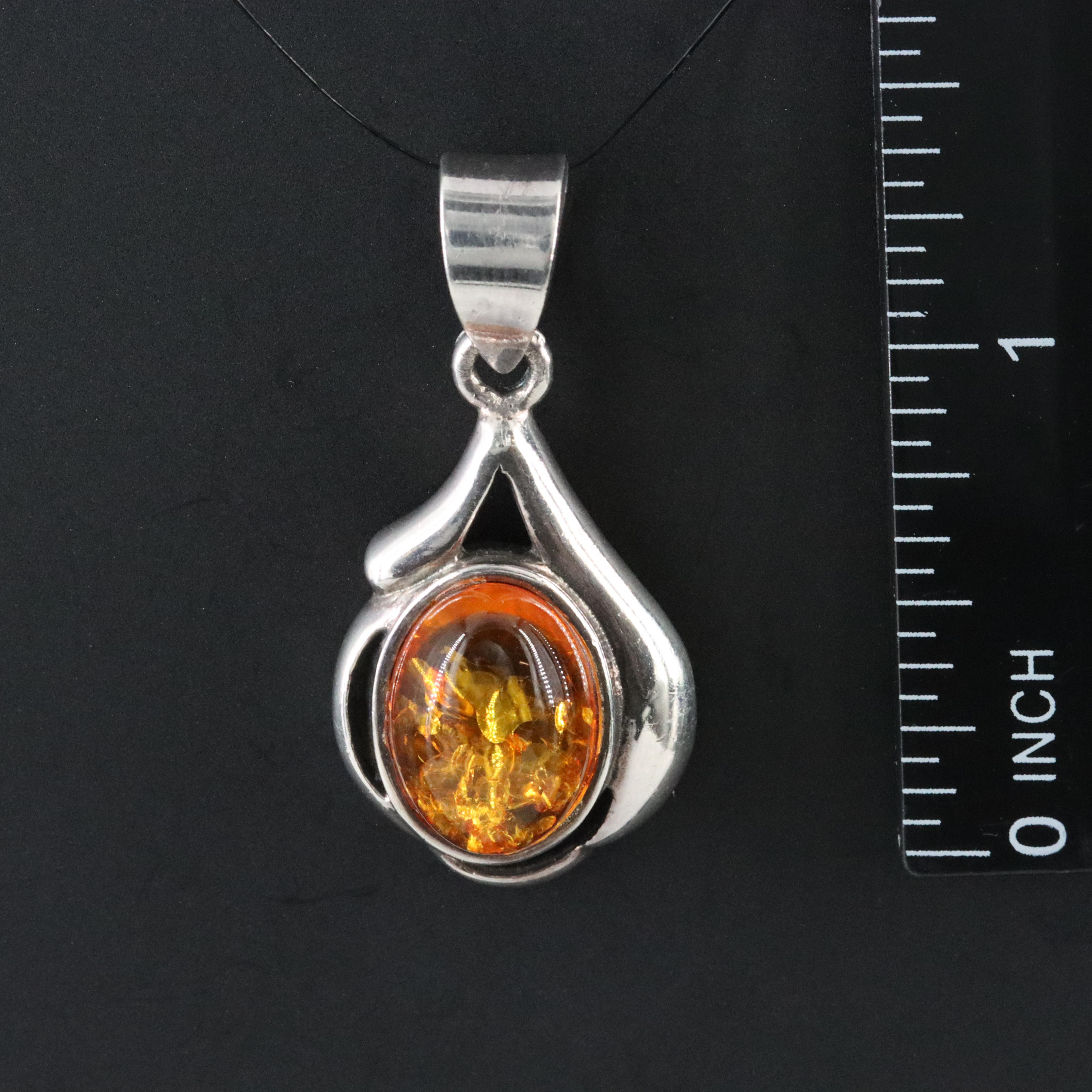Sterling Amber Pendant