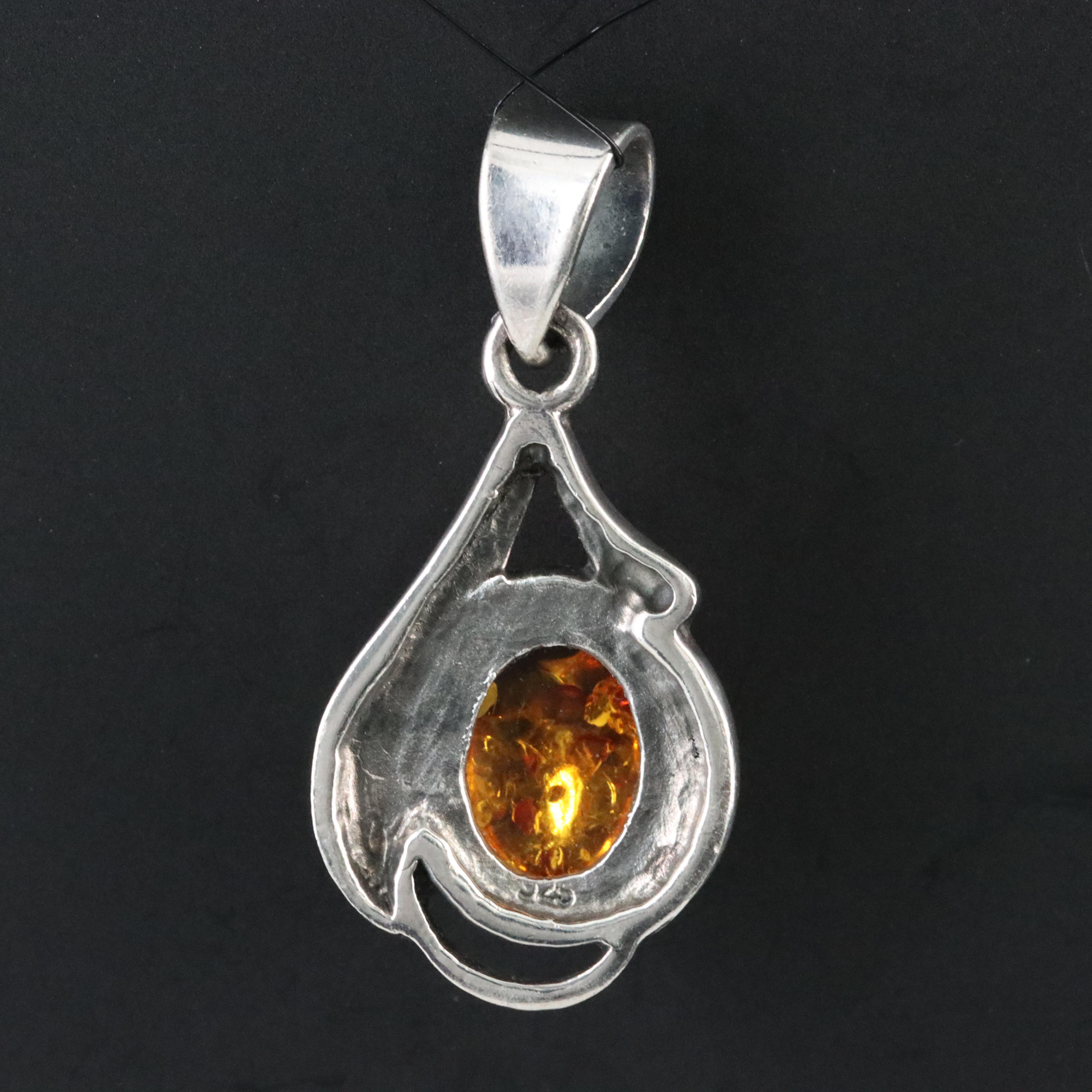 Sterling Amber Pendant