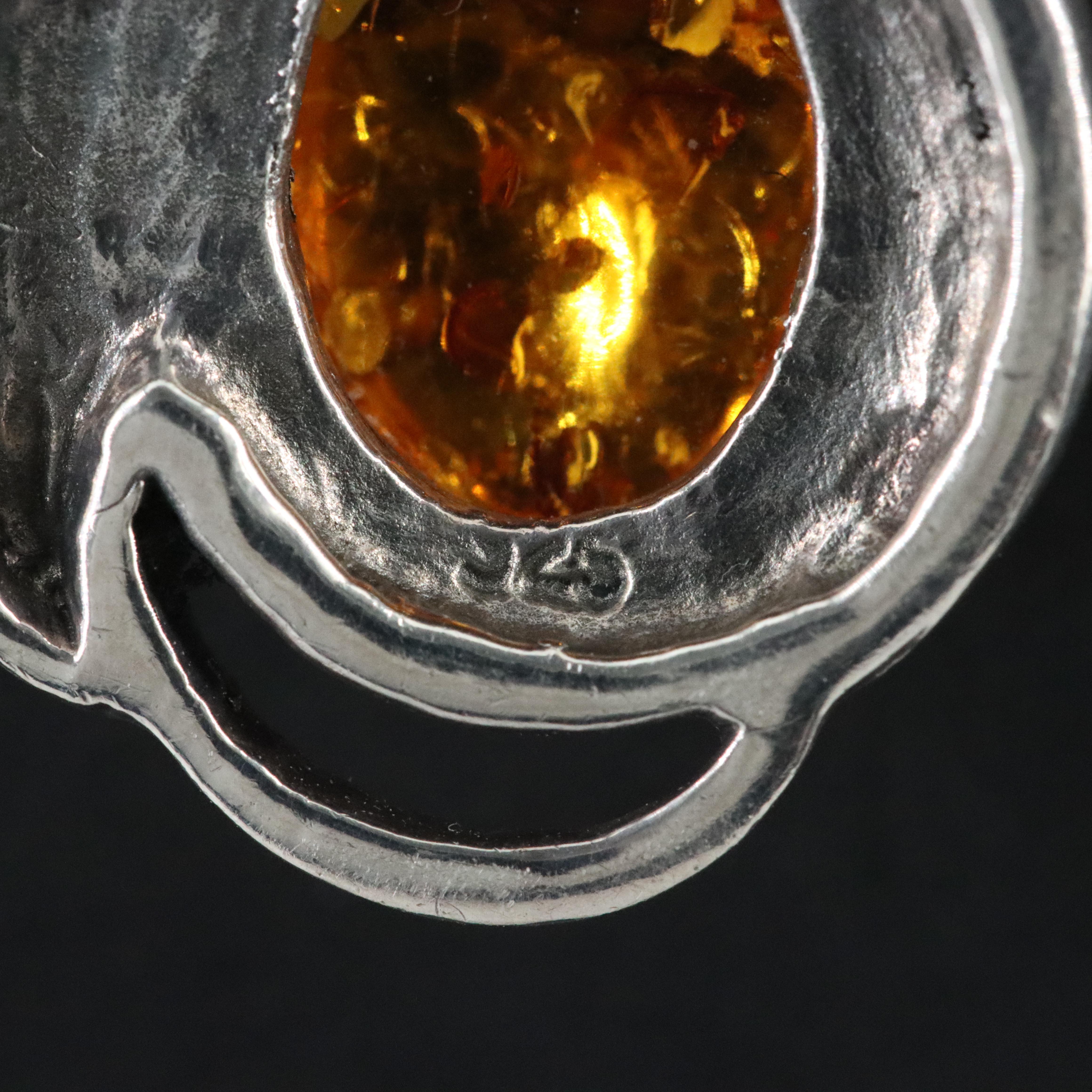 Sterling Amber Pendant