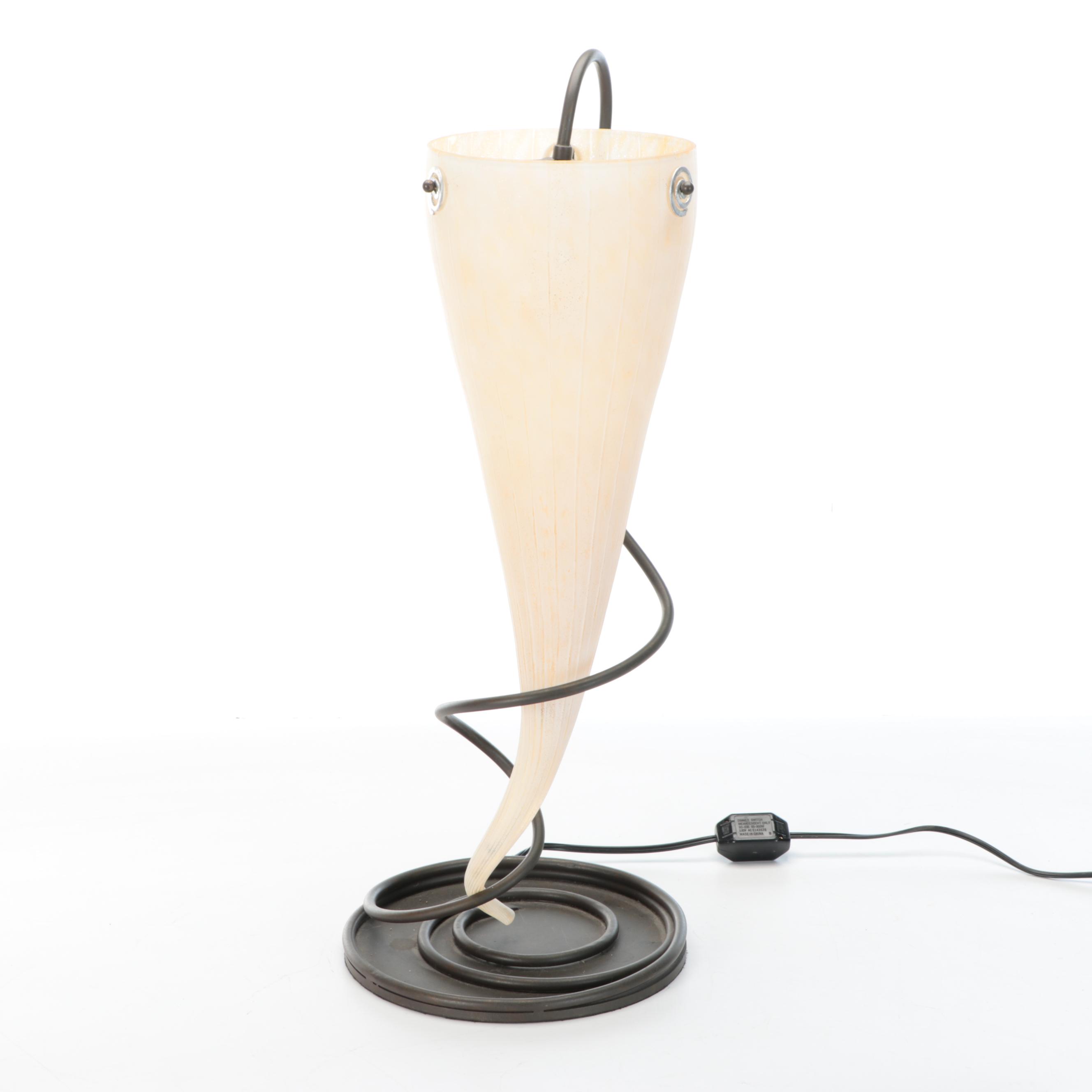 Rougier Style Spiral Glass Lamp with Spiral Metal Stand