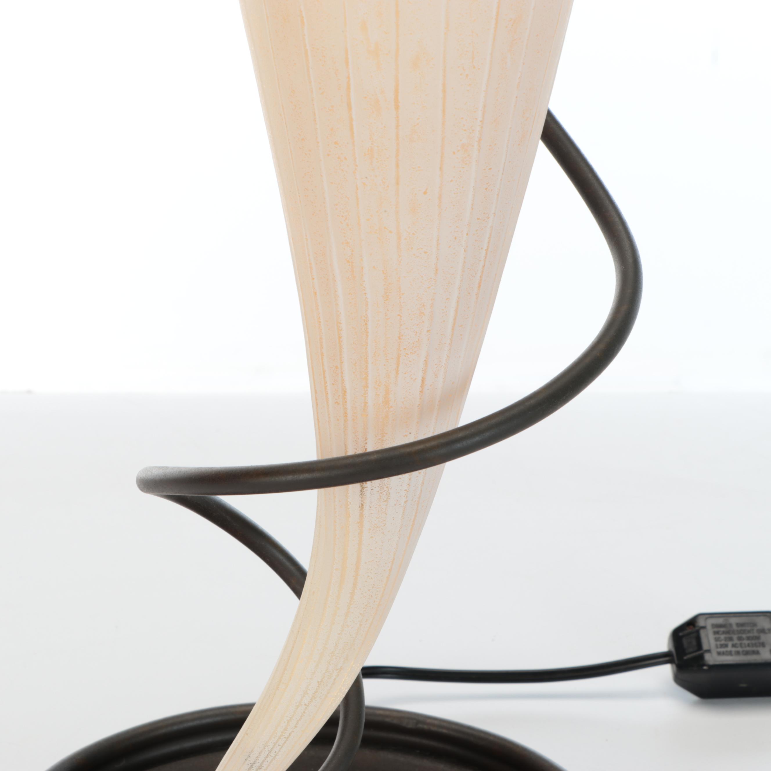 Rougier Style Spiral Glass Lamp with Spiral Metal Stand