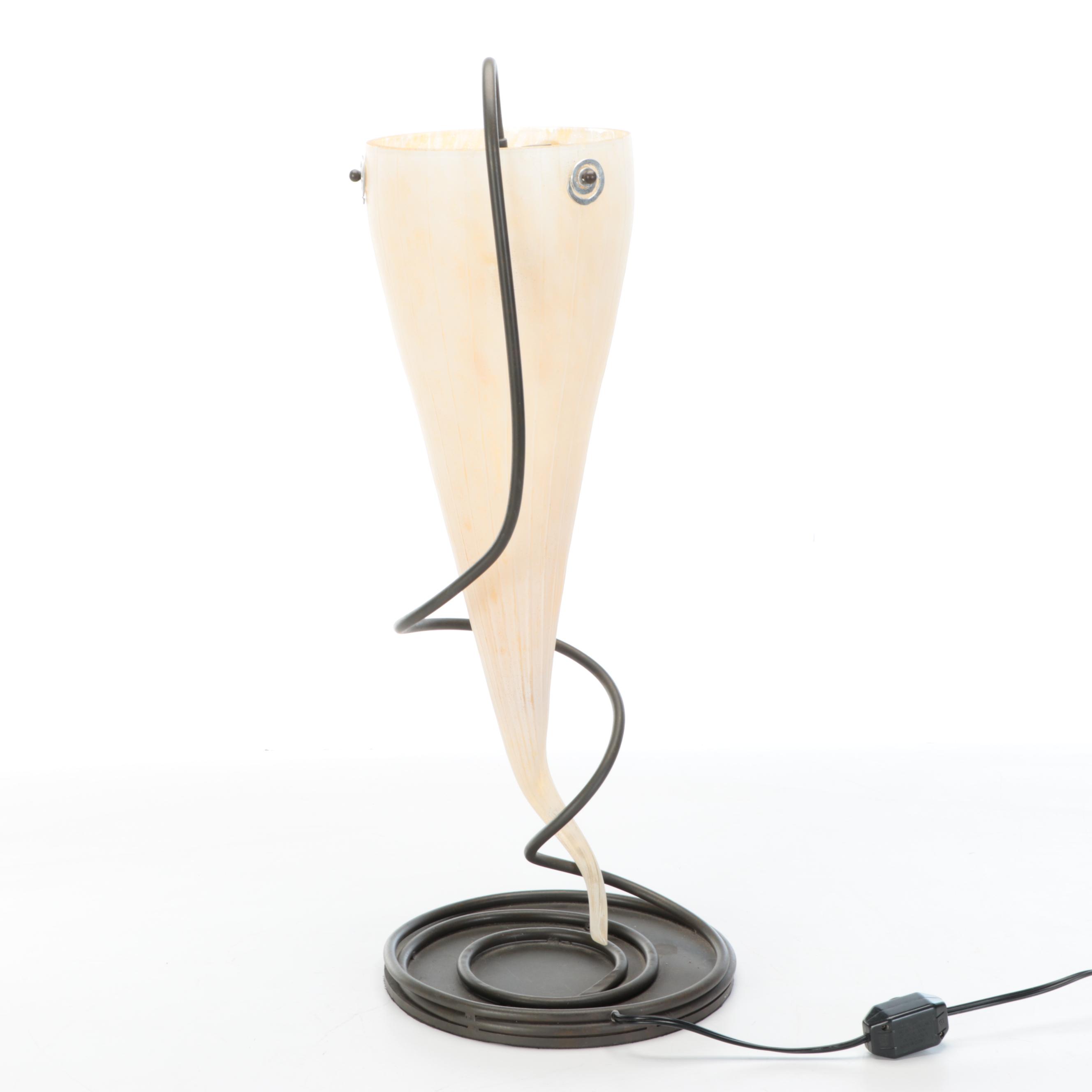 Rougier Style Spiral Glass Lamp with Spiral Metal Stand