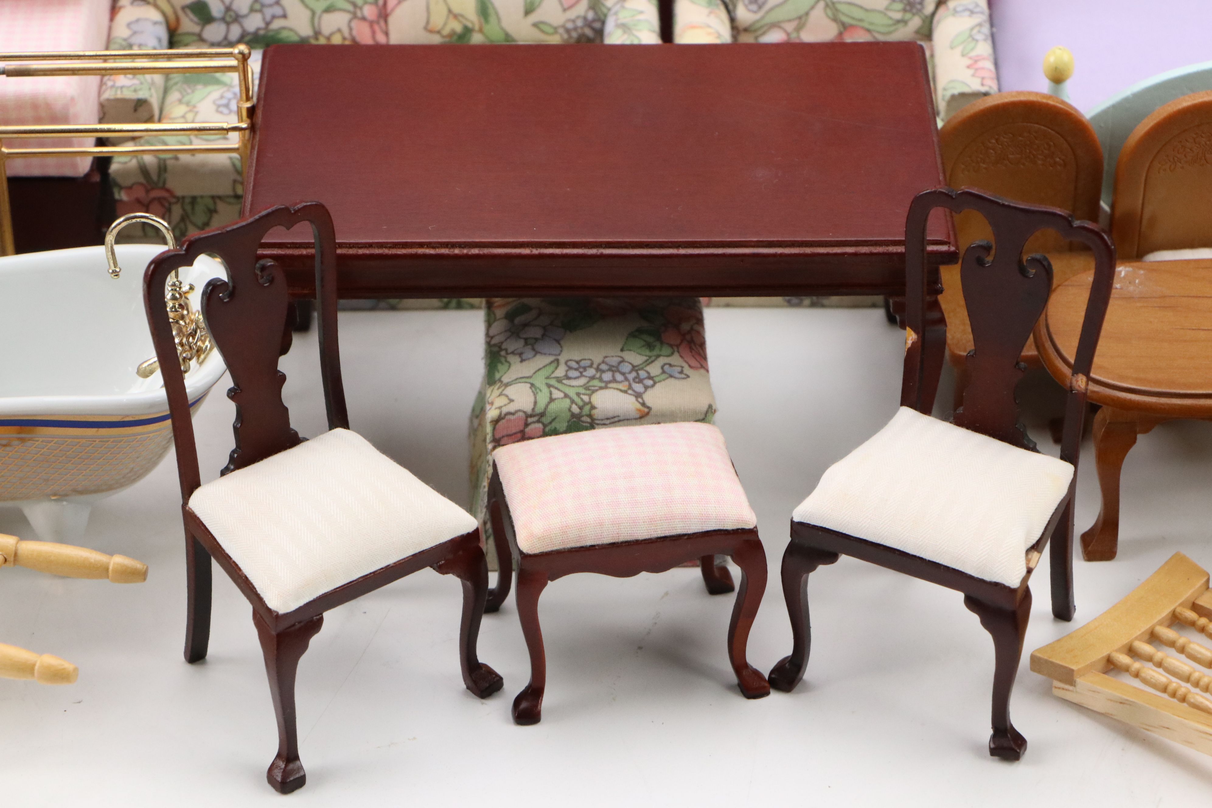 Dollhouse Miniature 1:12 Scale Bathroom, Dining, Living Room & Kitchen Furniture