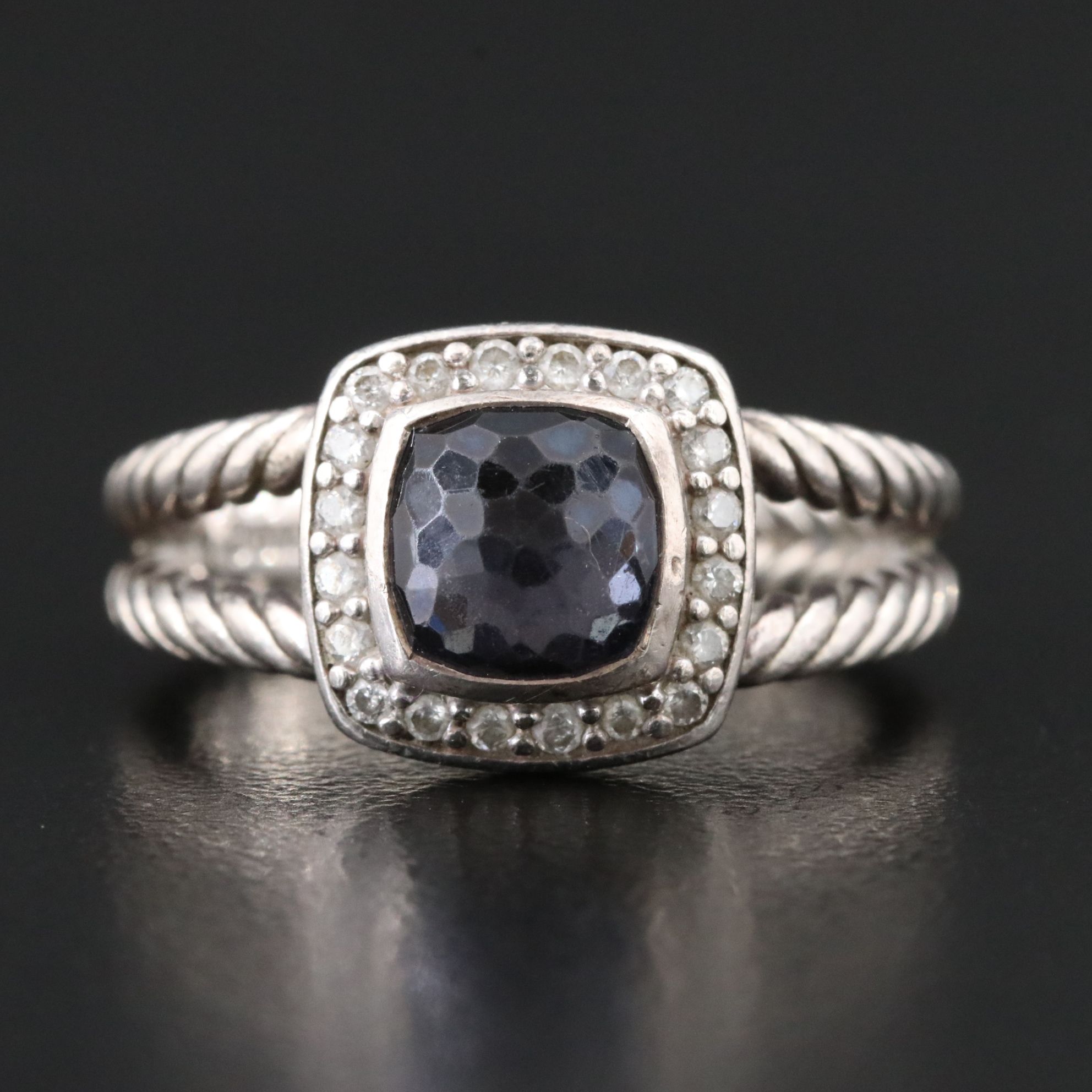 David Yurman Albion Sterling Black Orchid and Diamond Ring