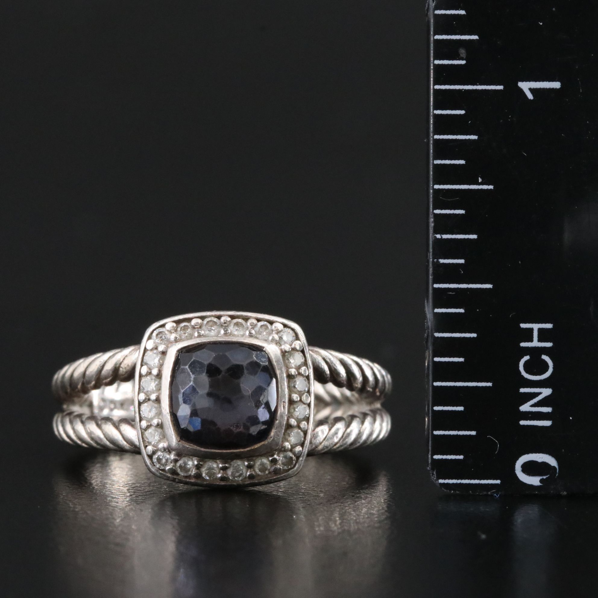 David Yurman Albion Sterling Black Orchid and Diamond Ring
