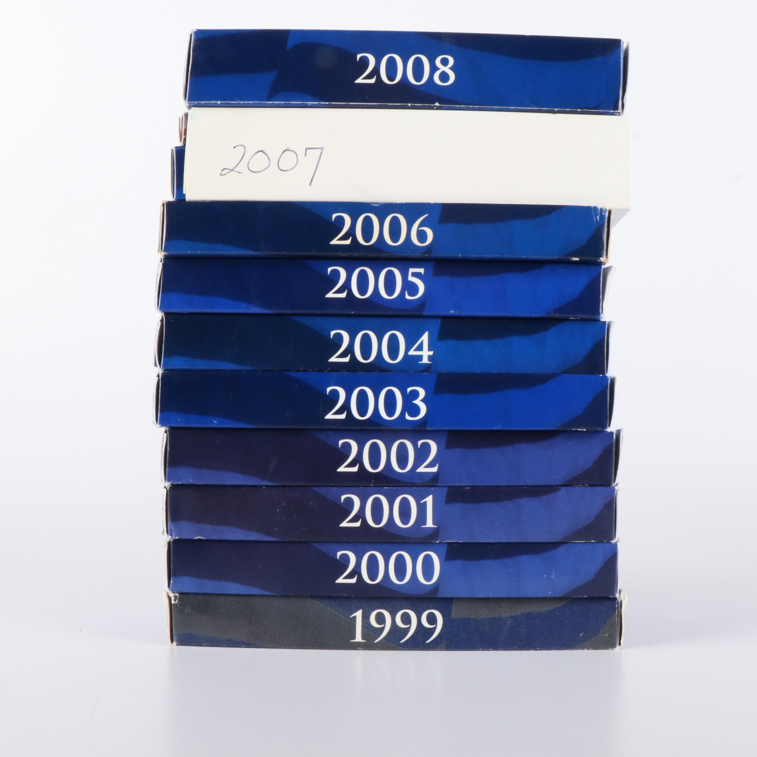 Ten United States Modern Proof Sets 1999-2008