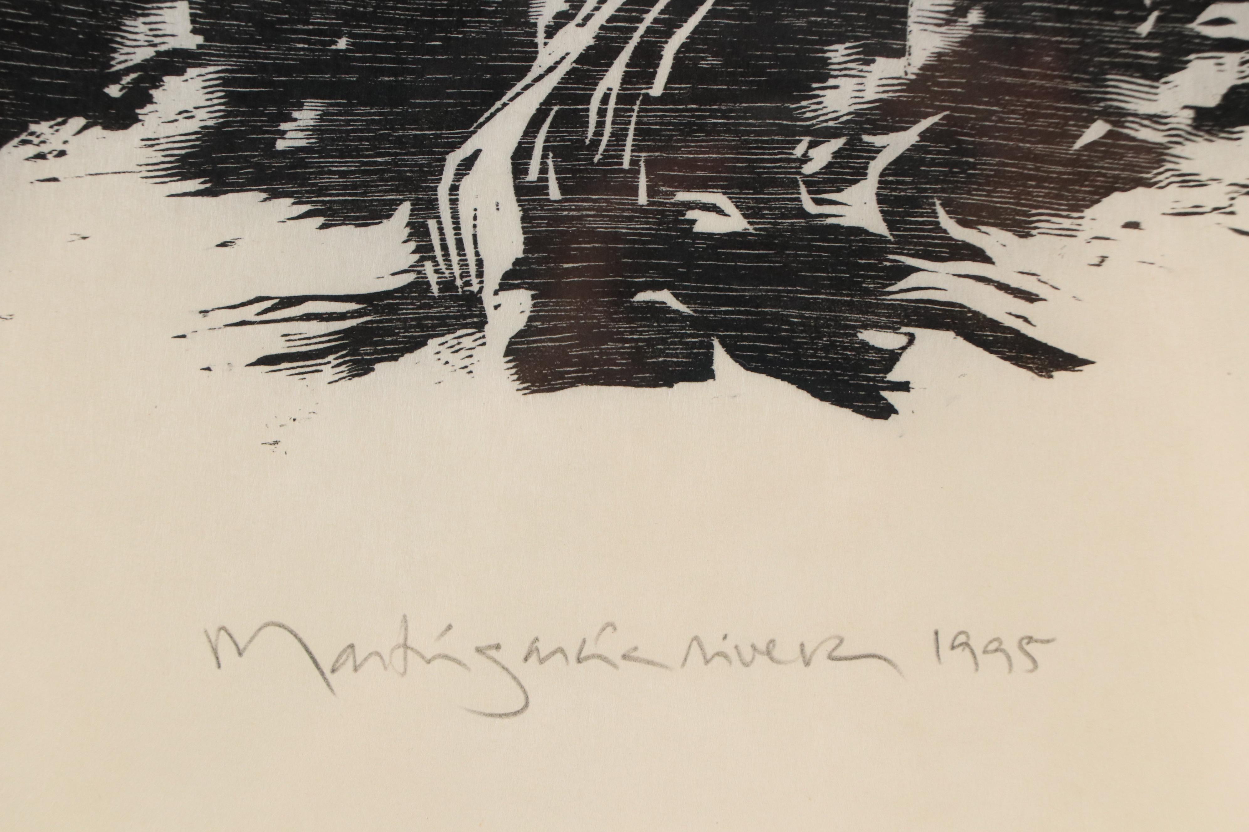 Martín García Rivera Woodcut "Eterno," 1995