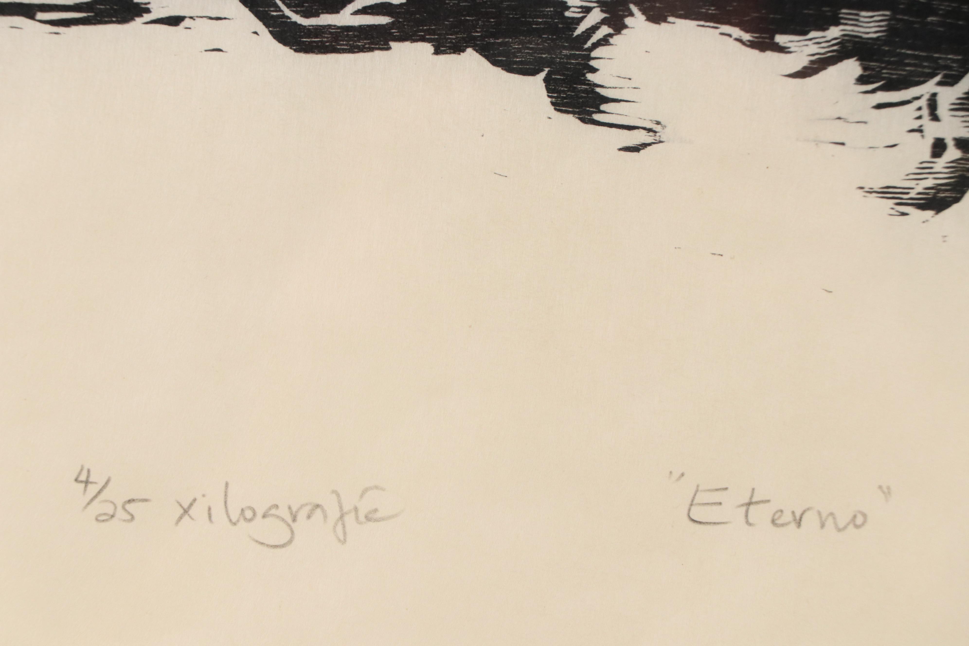 Martín García Rivera Woodcut "Eterno," 1995