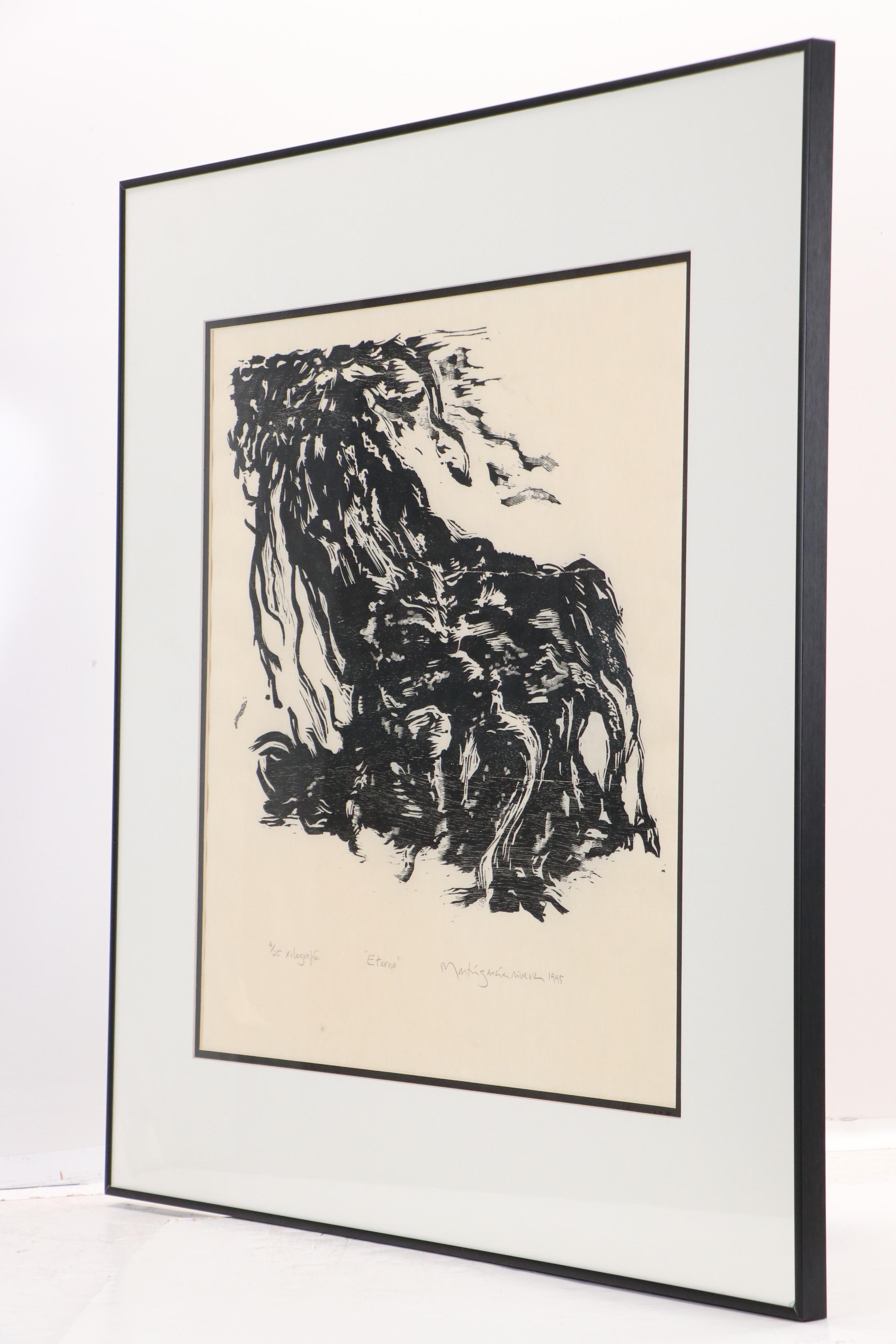 Martín García Rivera Woodcut "Eterno," 1995