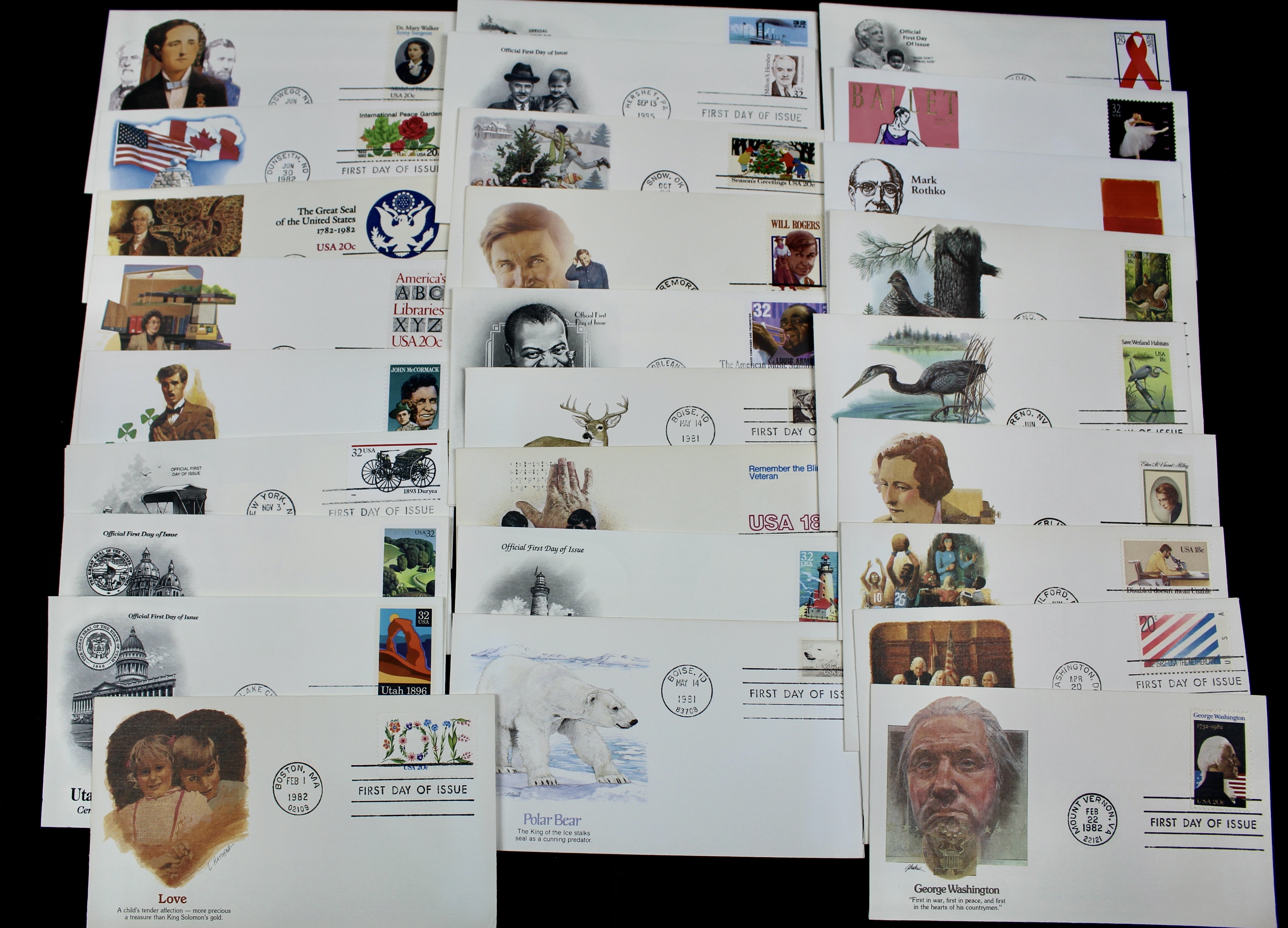 Over 340 U.S. First Day Covers, All Unaddressed with Cachets