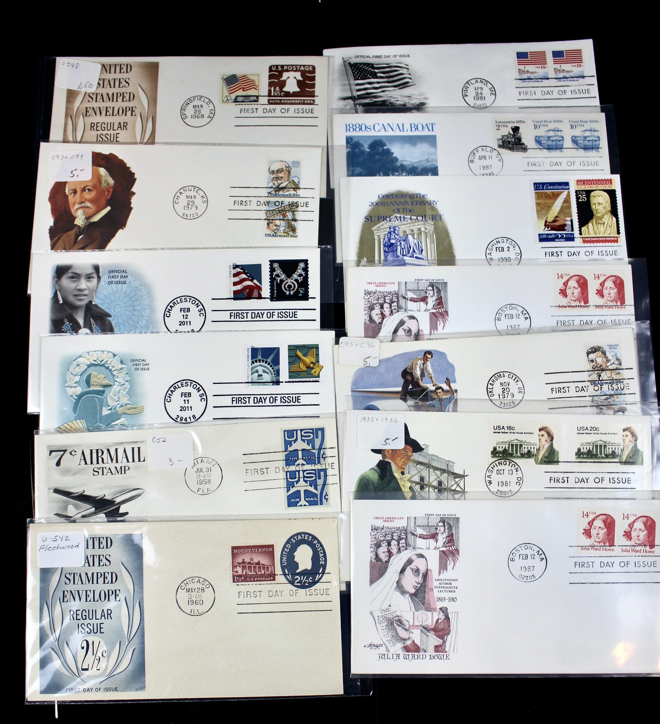 Over 340 U.S. First Day Covers, All Unaddressed with Cachets