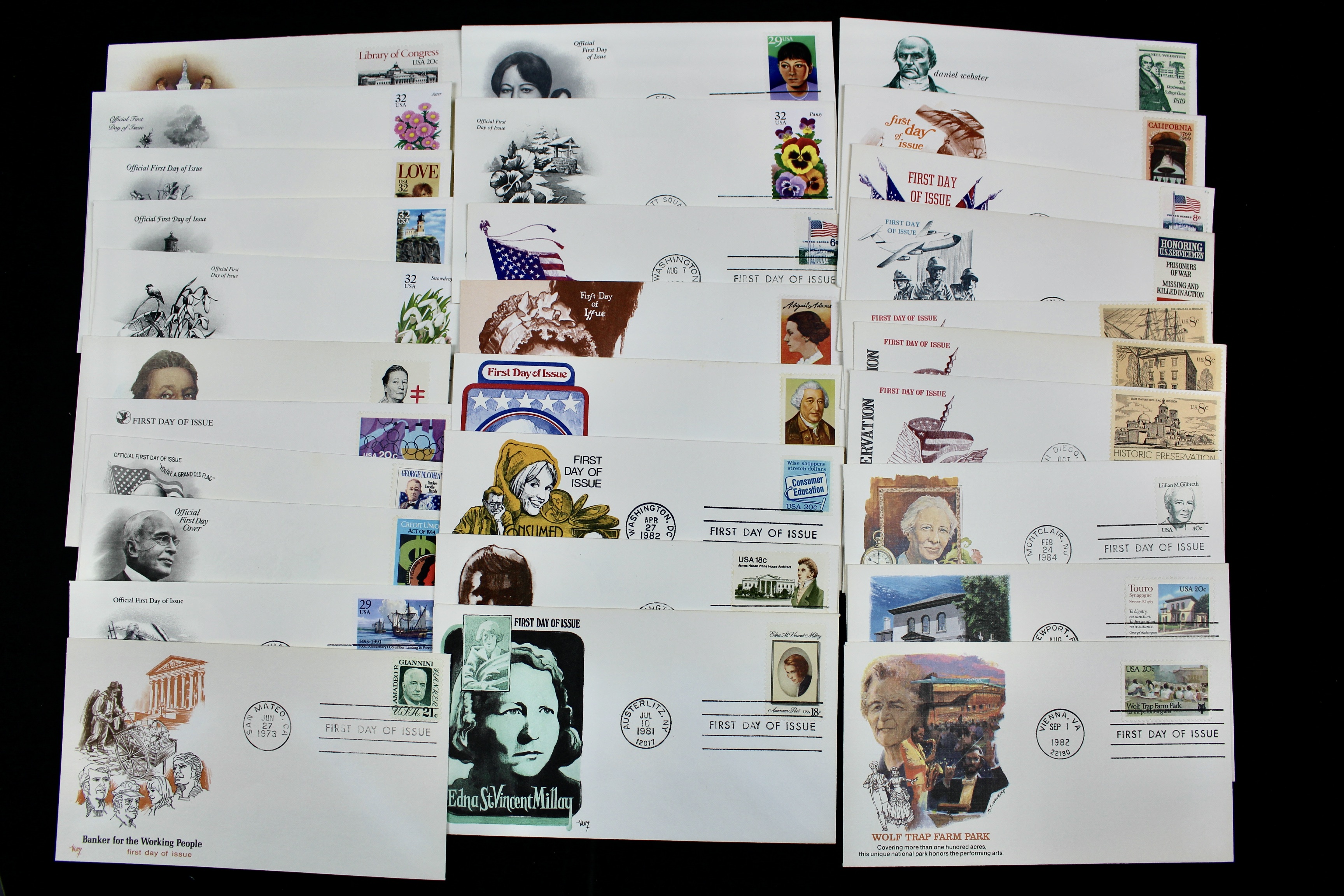 Over 340 U.S. First Day Covers, All Unaddressed with Cachets
