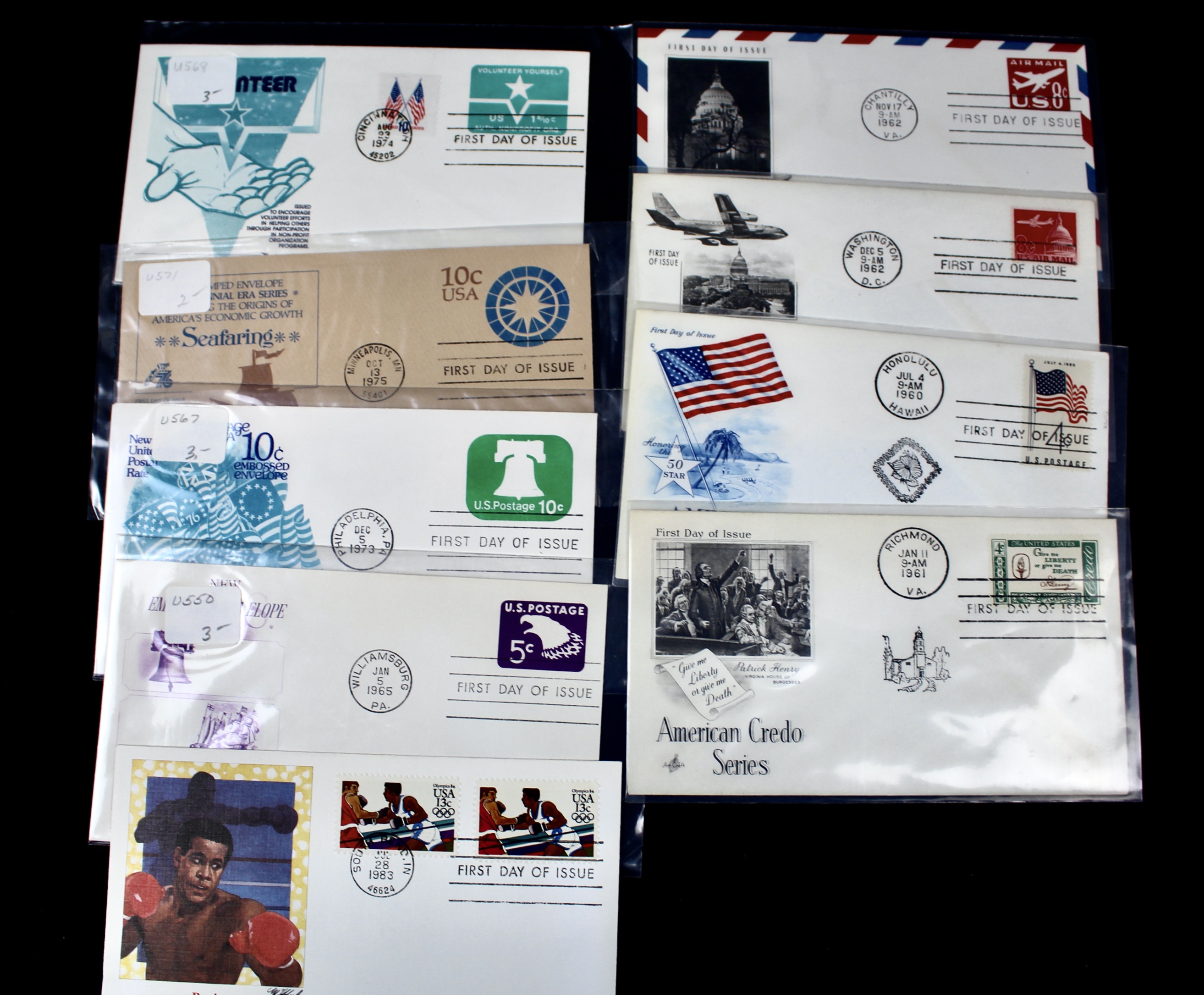 Over 340 U.S. First Day Covers, All Unaddressed with Cachets