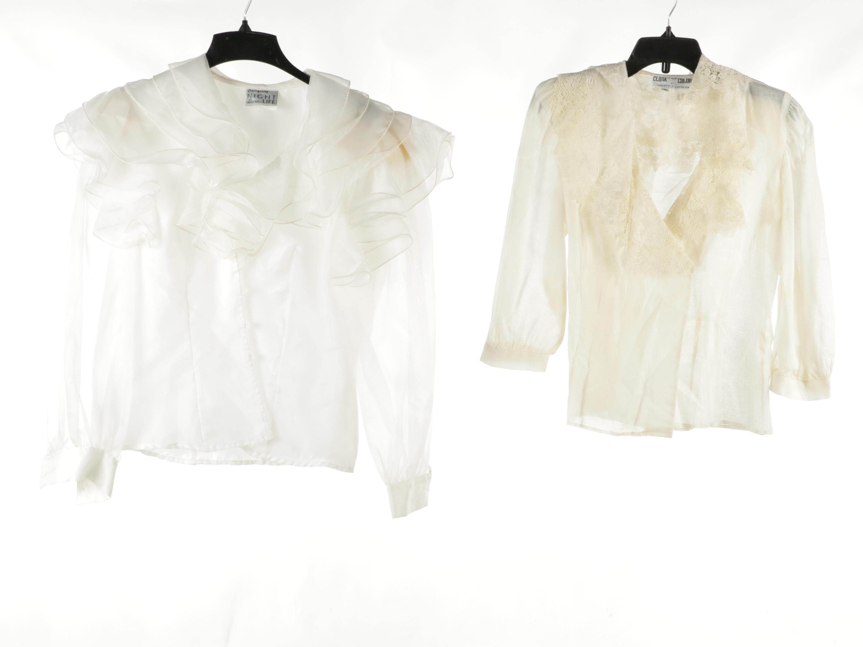 Vintage Lace-Trimmed, Ruffled and Embellished Evening Tops Featuring I. Magnin
