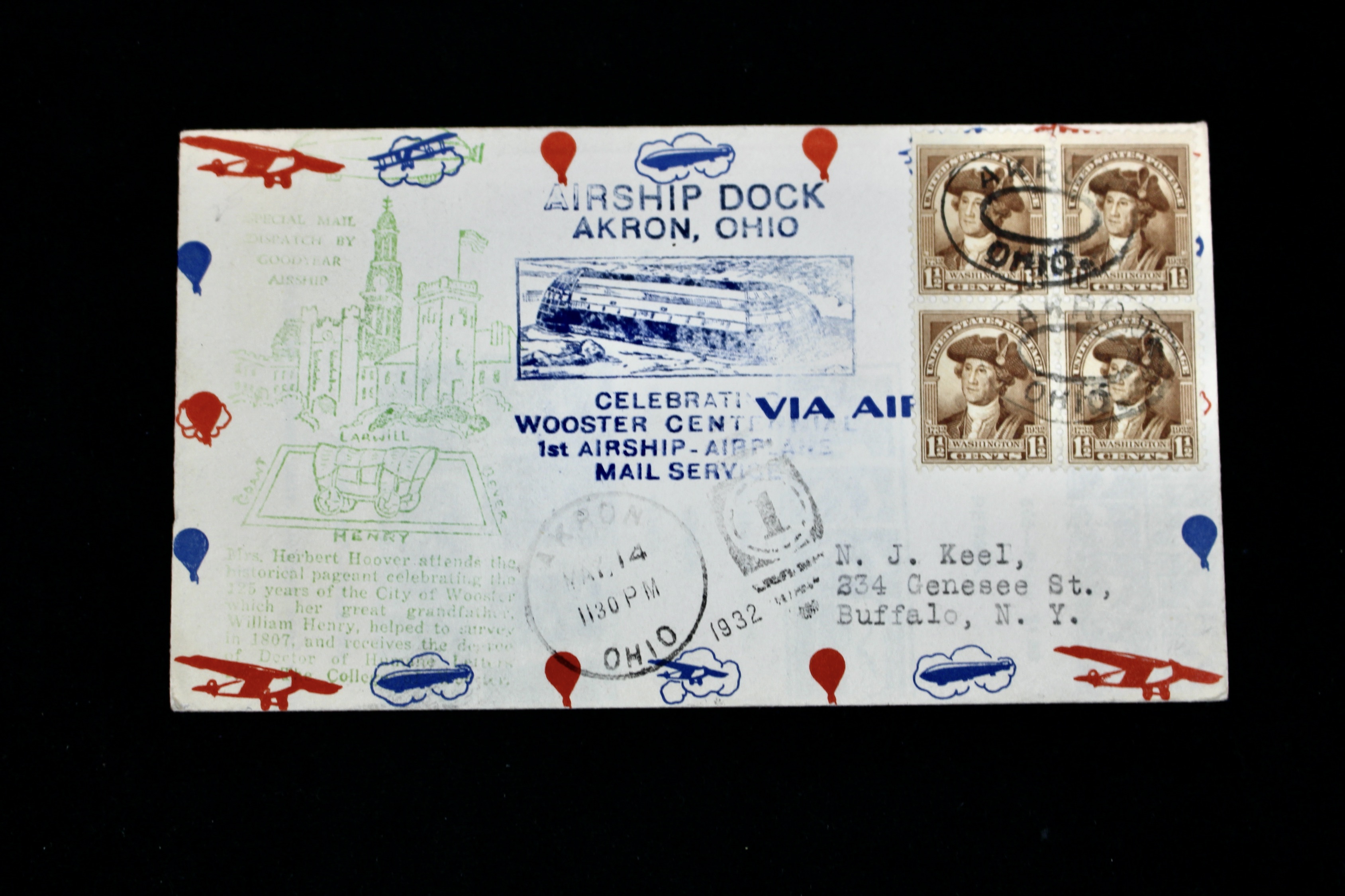 Collection of Six U.S.S. Akron Graf Zeppelin Postal Covers, 1930s