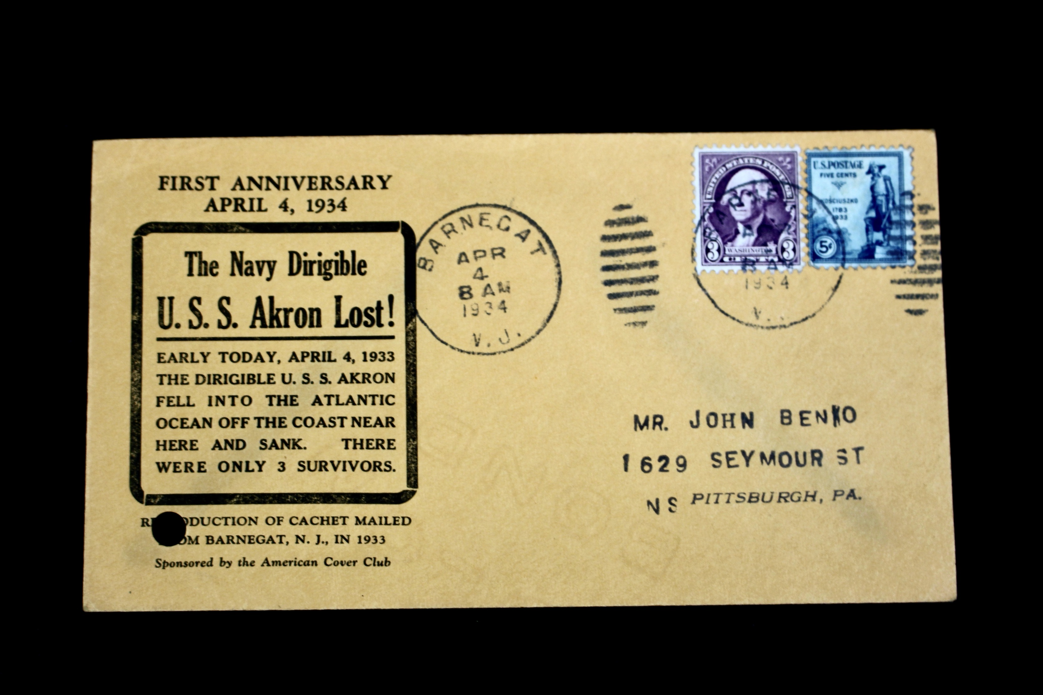 Collection of Six U.S.S. Akron Graf Zeppelin Postal Covers, 1930s