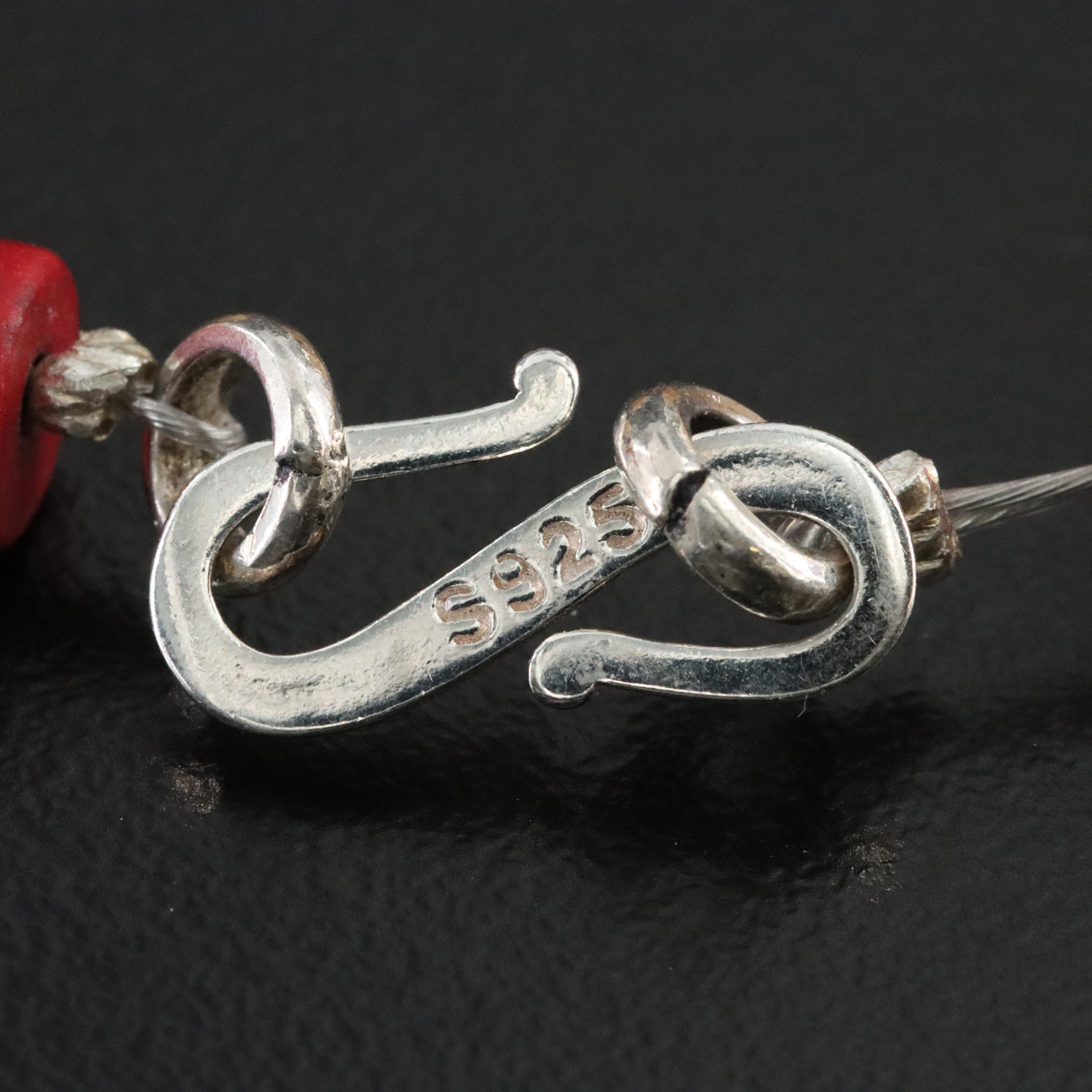 Coral, Copal and Gemstone Necklace with Sterling Clasp